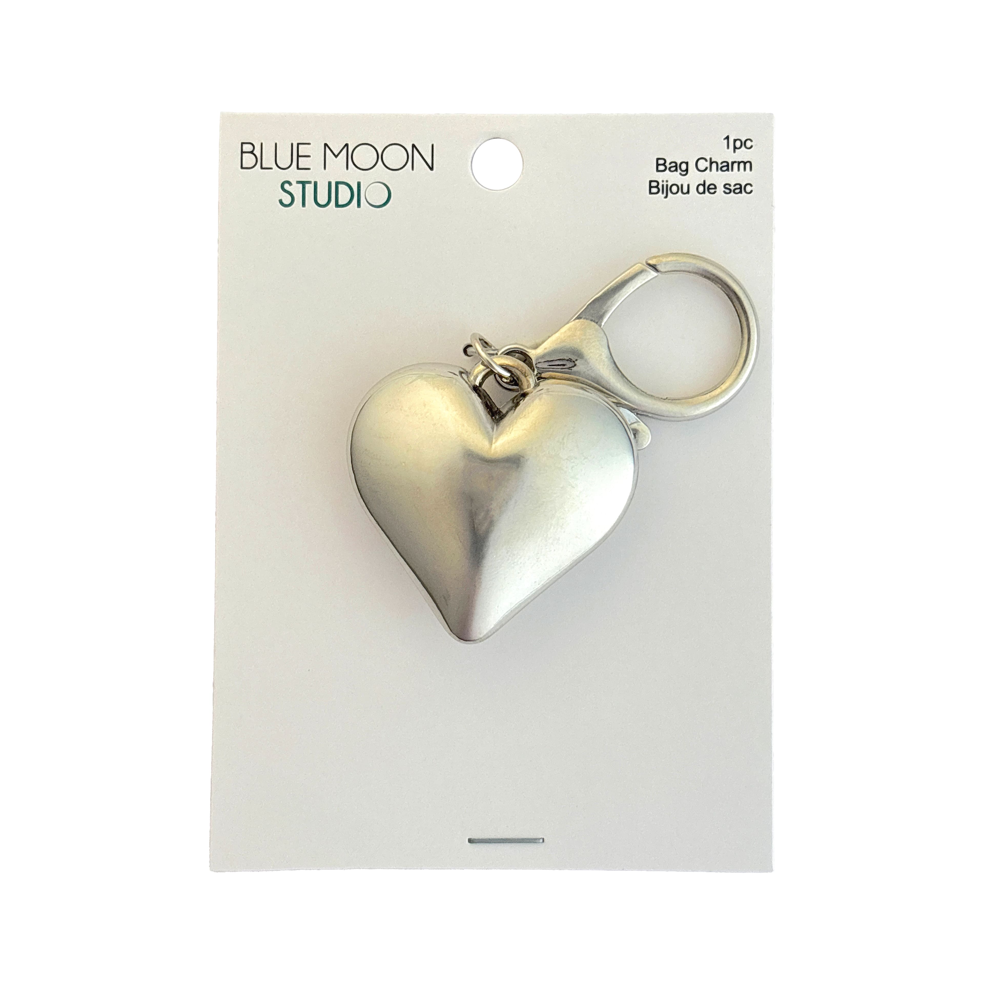 Blue Moon Studio&#x2122; Large Silver-Colored Heart Bag Charm