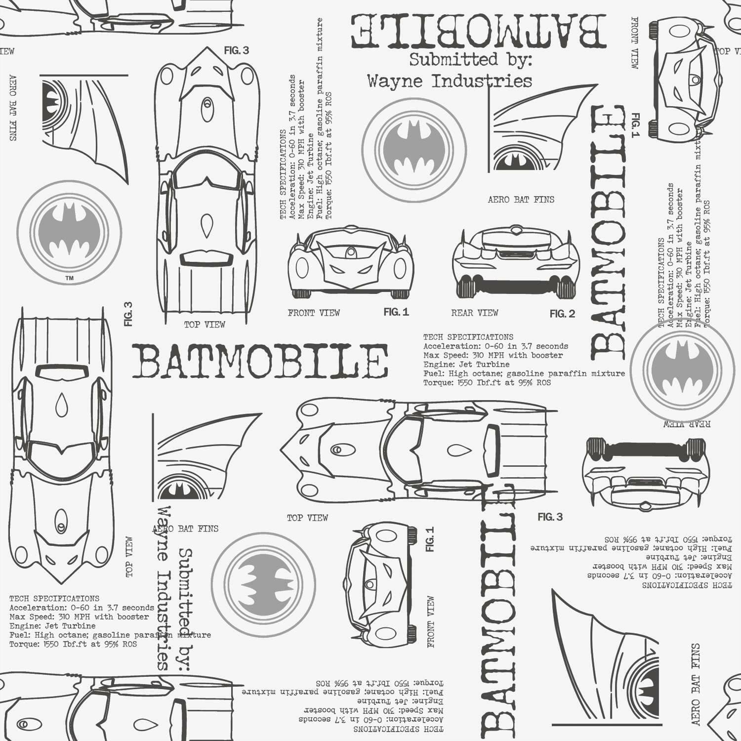 RoomMates Batmobile Blueprint Peel &#x26; Stick Wallpaper