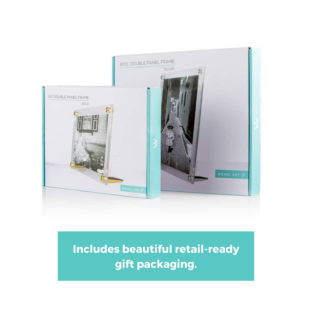 Wexel Art Clear Acrylic Tabletop Floating Picture Frame with Silver Hardware