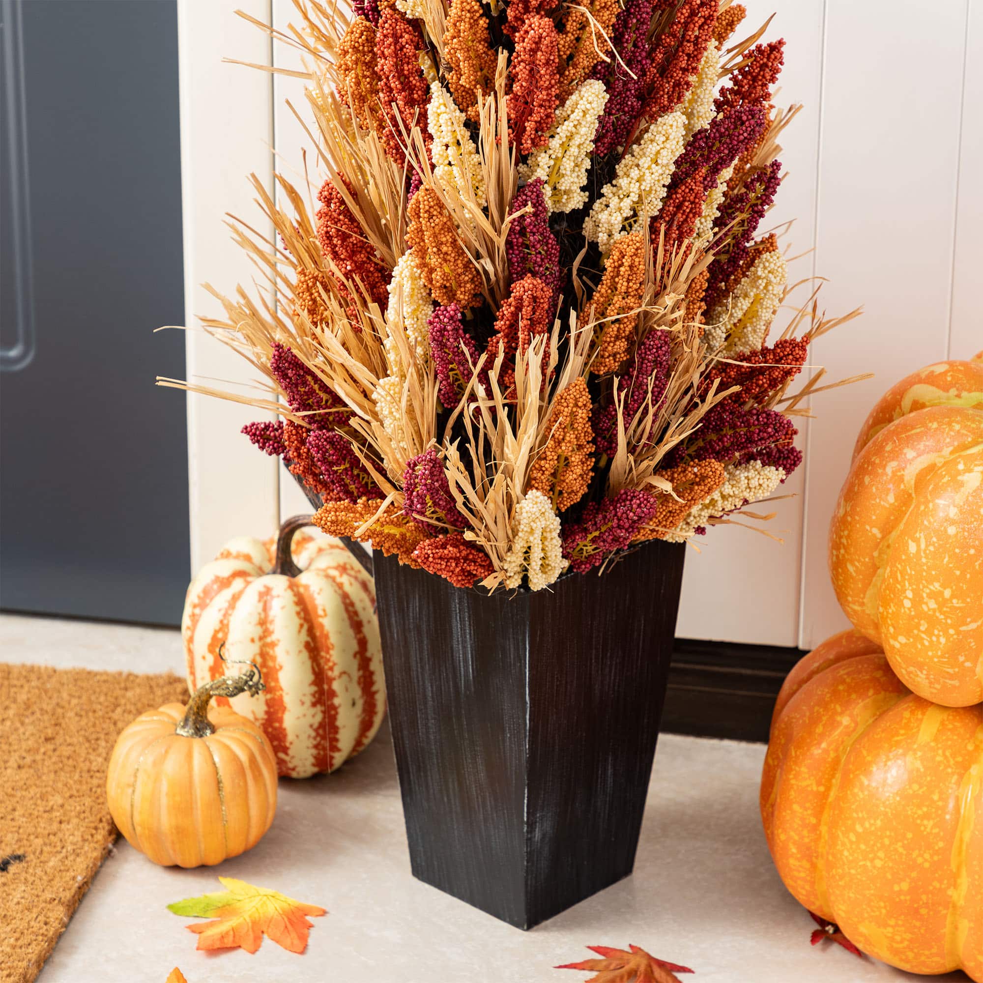 Glitzhome® 38" Fall Multi-Colored Sorghum Porch Tree