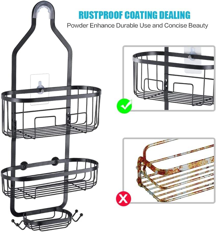 NEX™ 24.8" Black Over the Shower Caddy