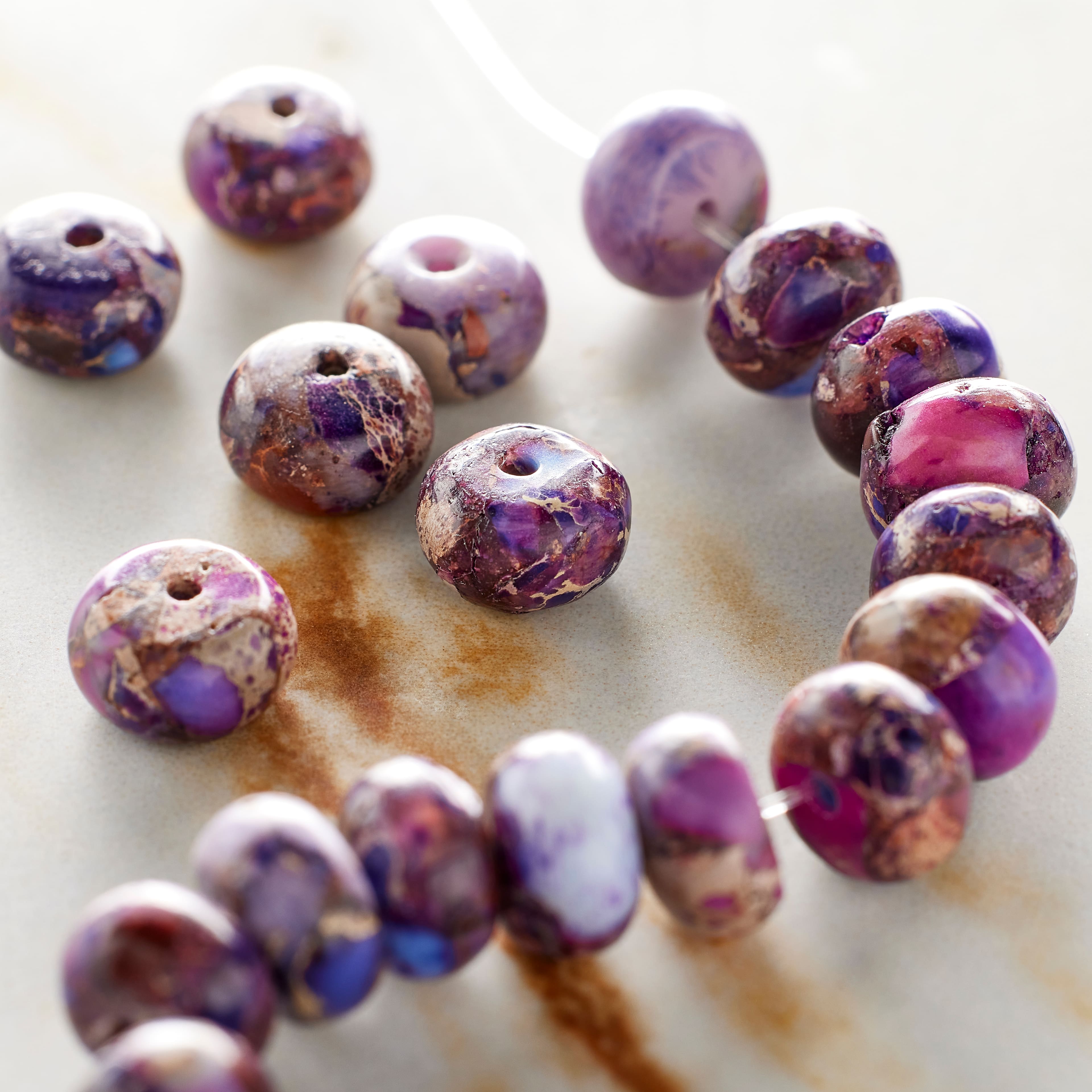 12 Pack: Amethyst Jasper Rondelle Beads, 8mm by Bead Landing&#x2122;