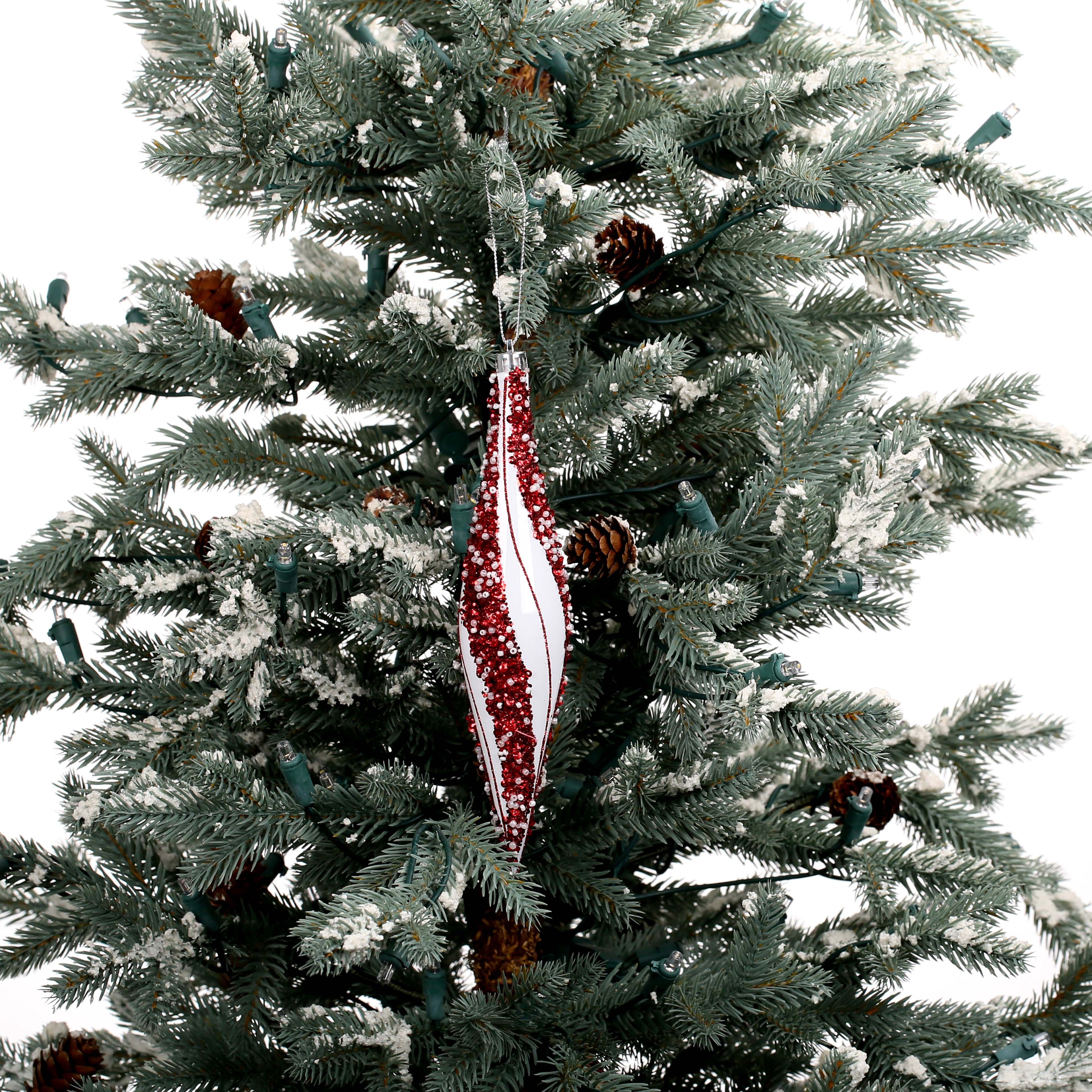 6 Pack 7.7&#x22; Red &#x26; White Teardrop Ornaments by Ashland&#xAE;