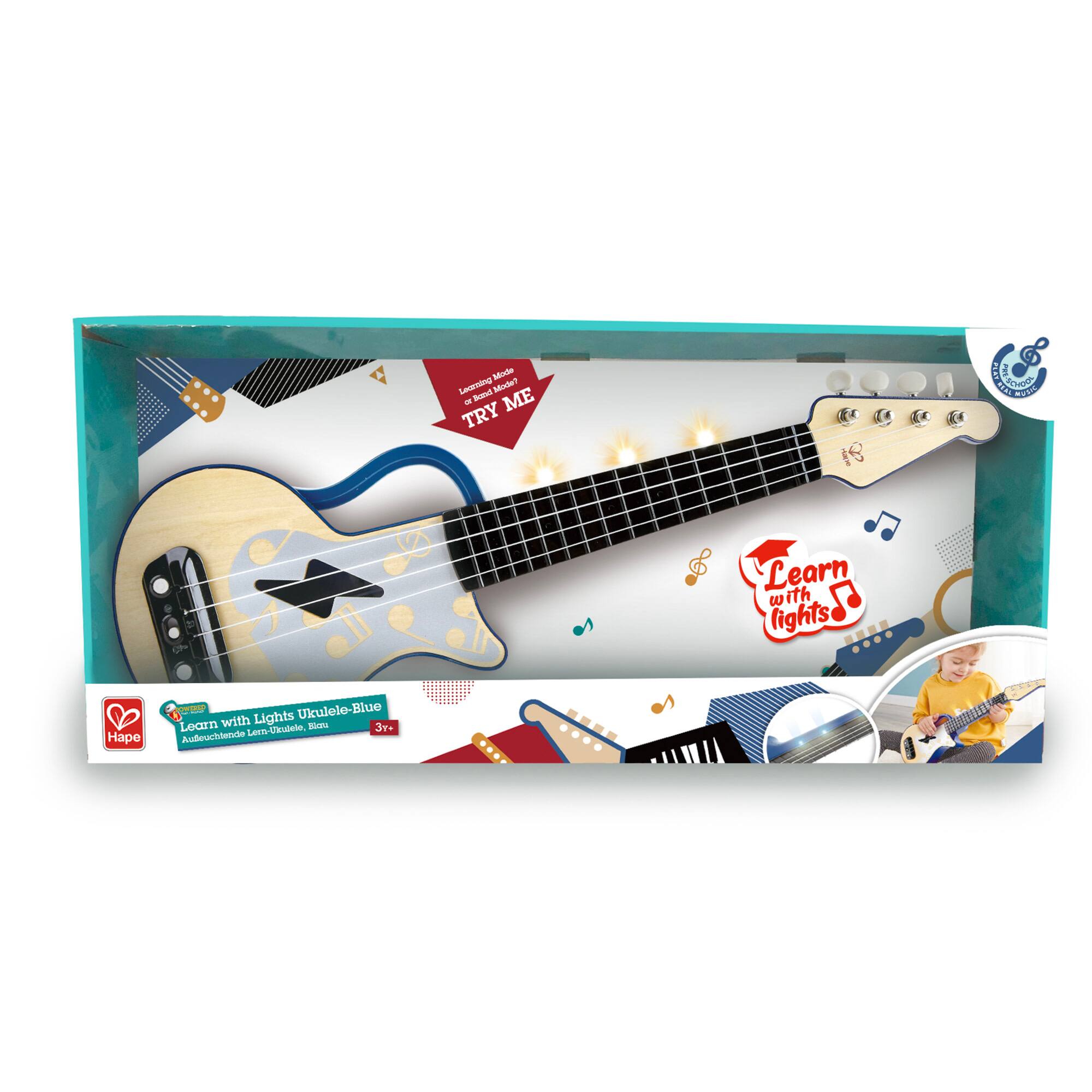 Hape Learn With Lights Blue Electronic Ukulele