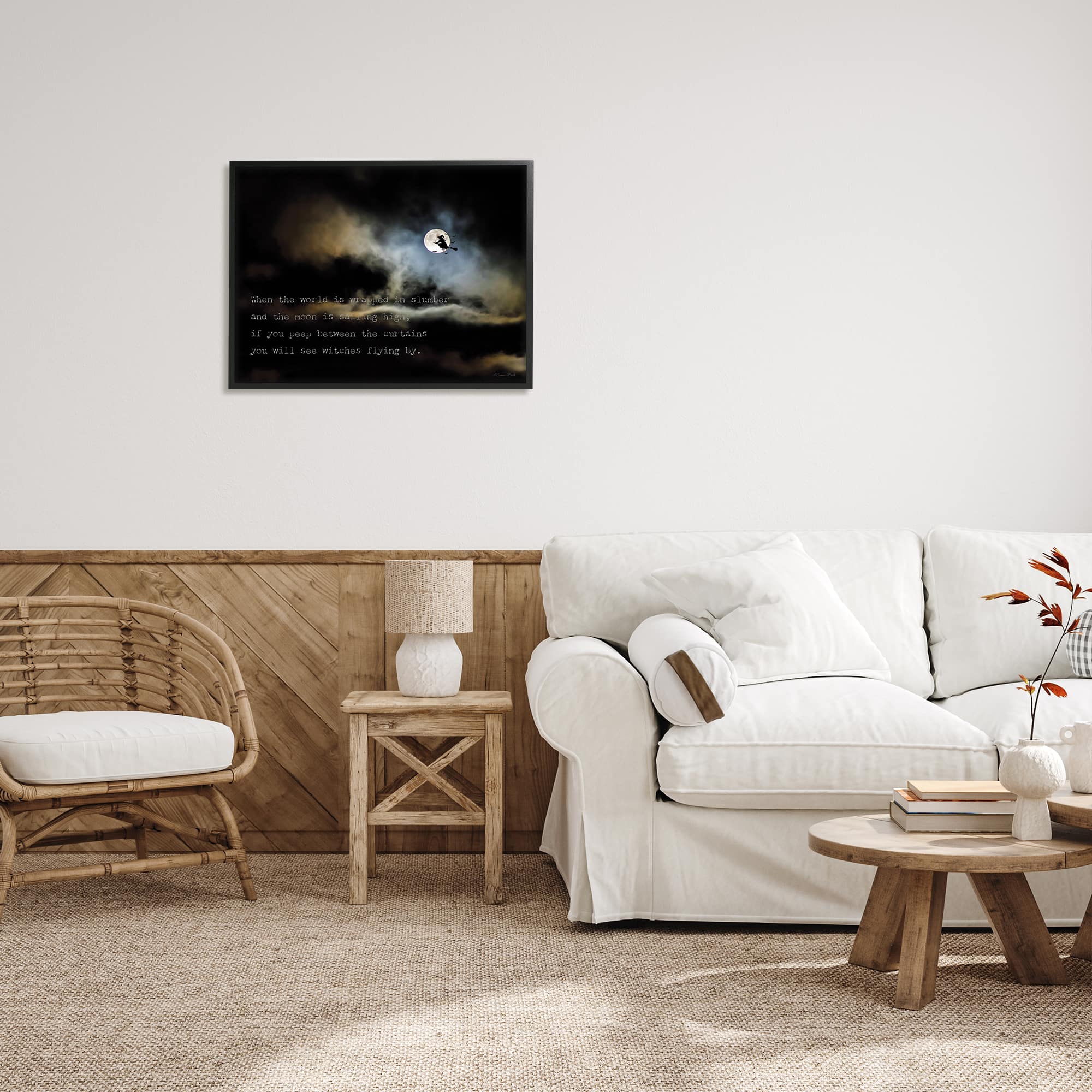 Stupell Industries Witch Flying By Moon Framed Giclee Art