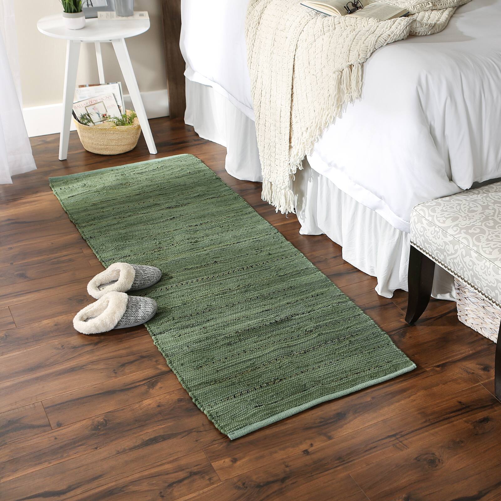 DII&#xAE; Olive Green Rag Rug, 2ft. x 6ft.