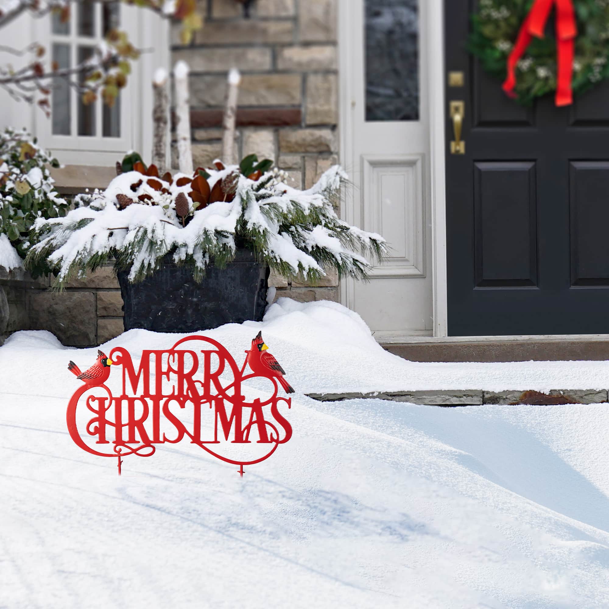 Glitzhome&#xAE; 2ft. Merry Christmas Metal Yard Stake
