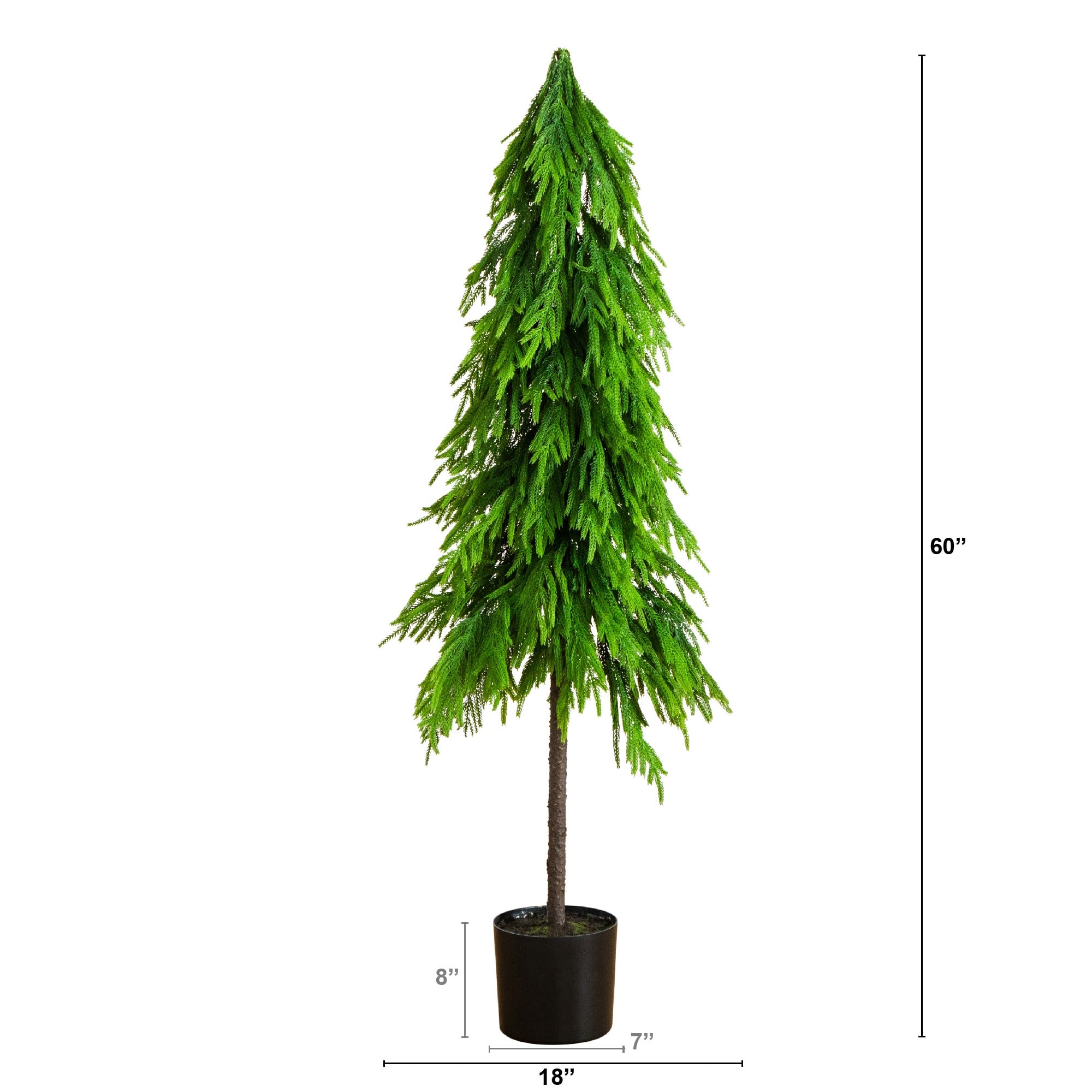 5ft. Unlit Down Swept Real Touch Norfolk Pine Artificial Christmas Tree in Nursery Pot