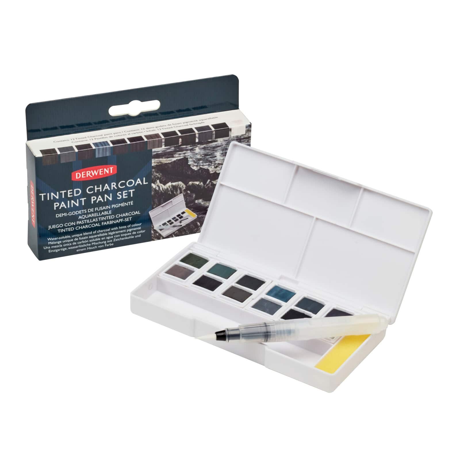Derwent 12 Color Tinted Charcoal Paint Pan Set