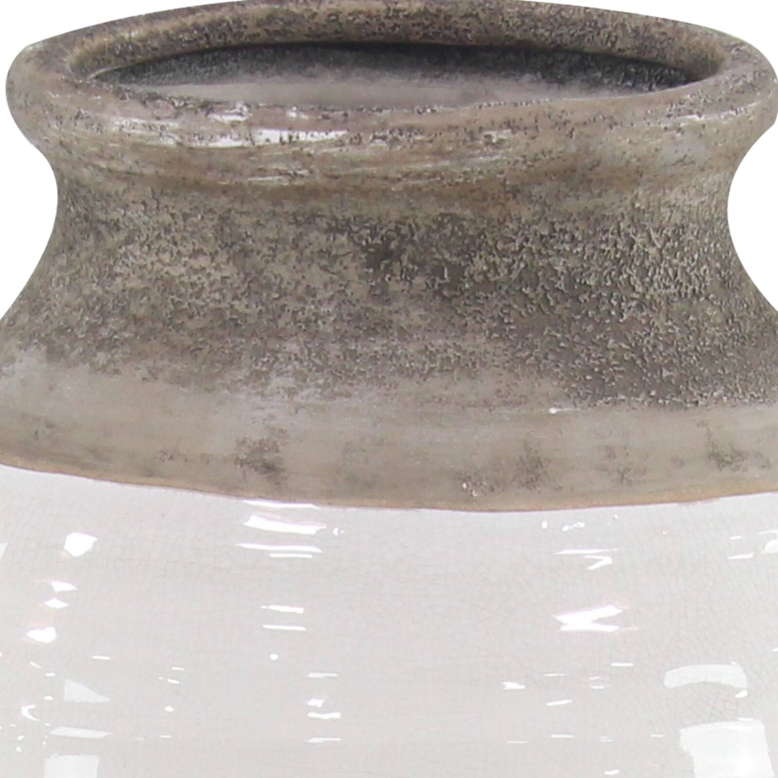 25&#x22; Gray Stoneware Coastal Style Vase