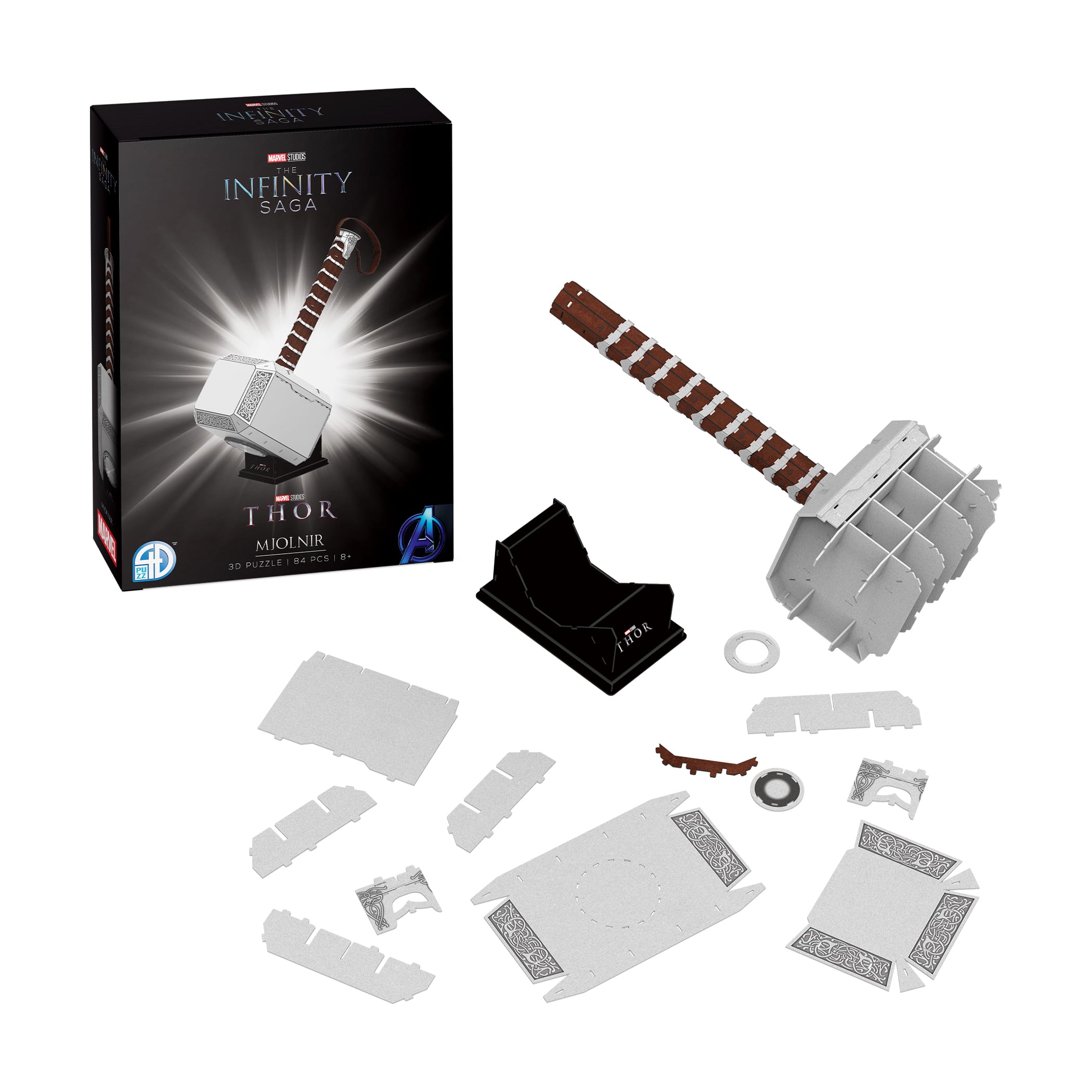 Marvel The Infinity Saga - Mjolnir - Thor&#x27;s Hammer 3D Puzzle: 84 Pcs