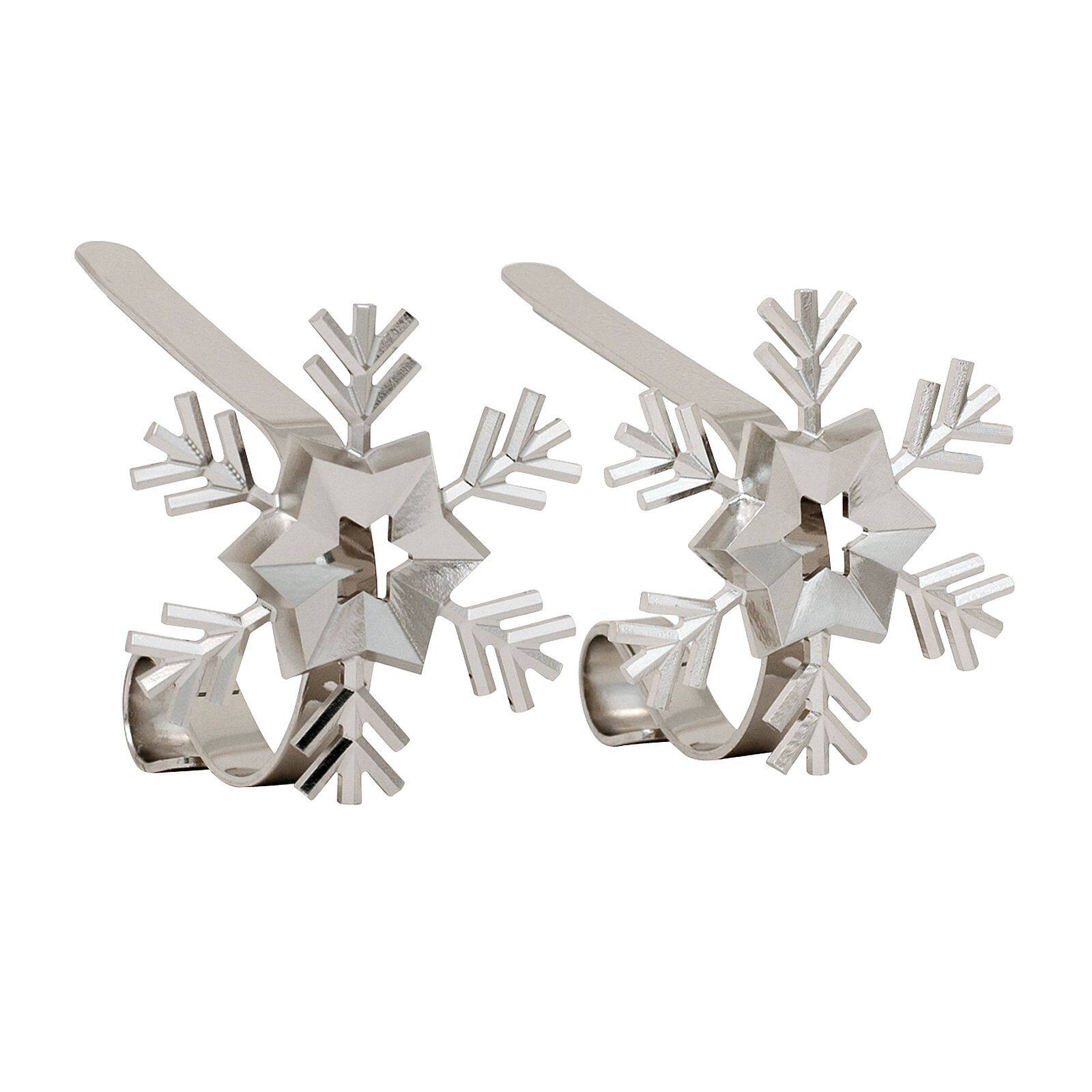 Original MantleClip® Silver Snowflake Icons Stocking Holders, 2ct.
