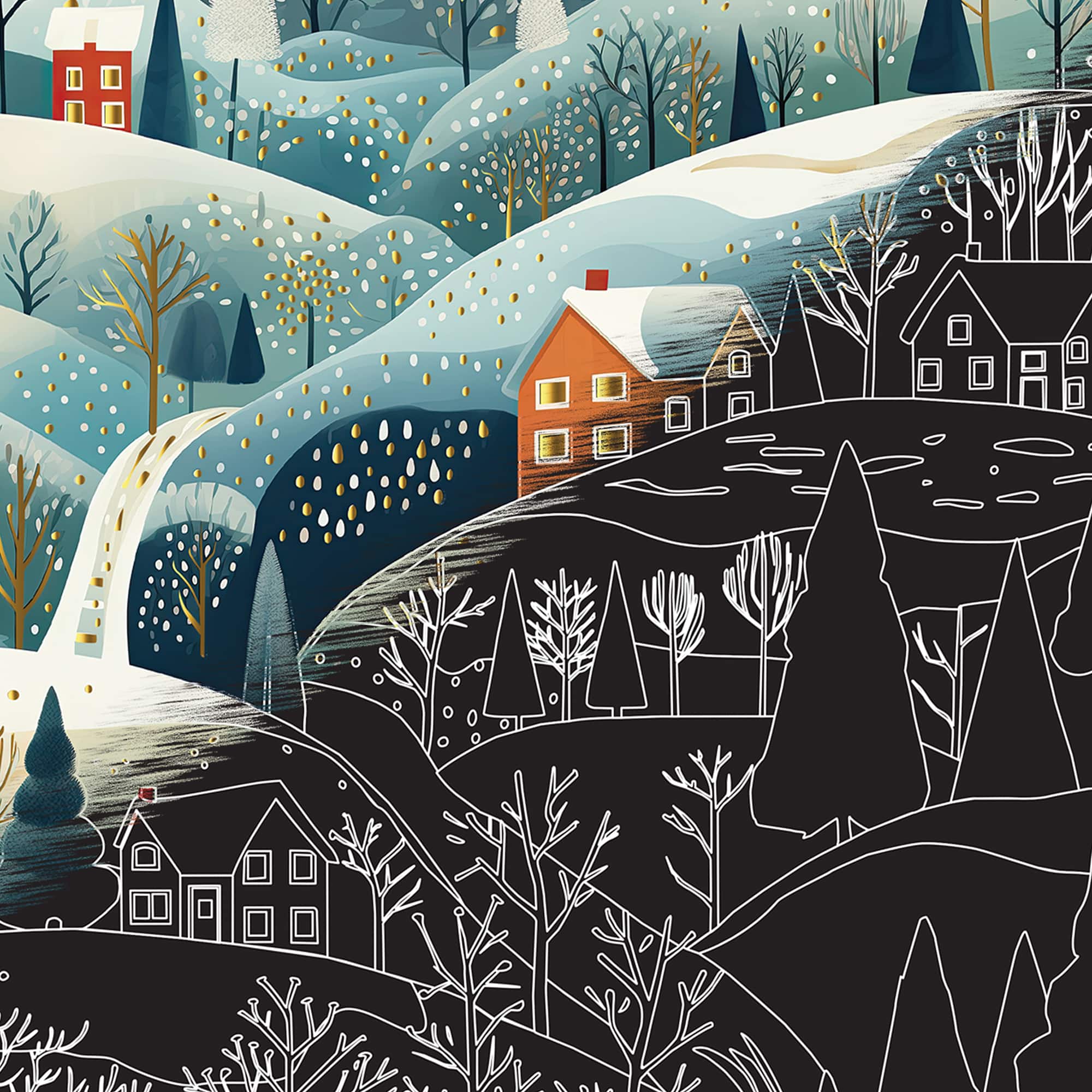 Brea Reese&#x2122; 9&#x22; x 12&#x22; Winter Village Scratch Art Paper Pad