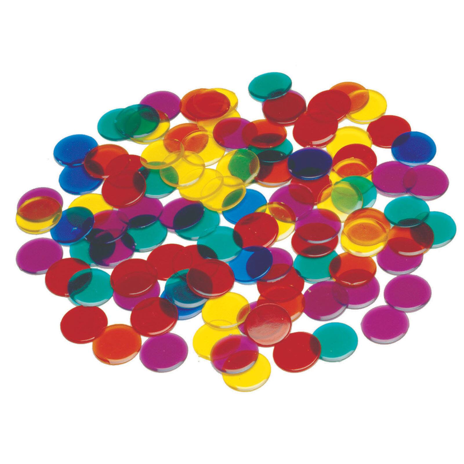 100 piece Learning Resource for Counting & Sorting Counters 22mm Transparent 