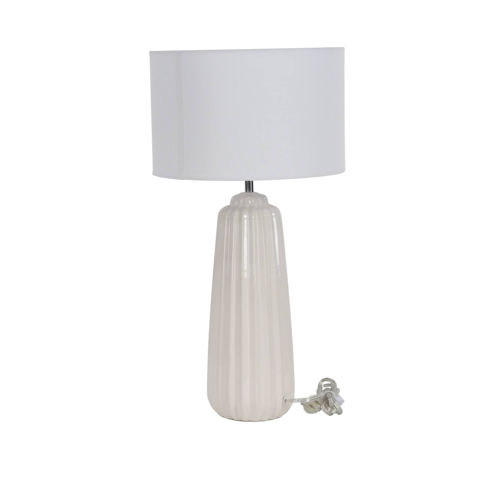 24&#x22; White Stone Traditional Table Lamp