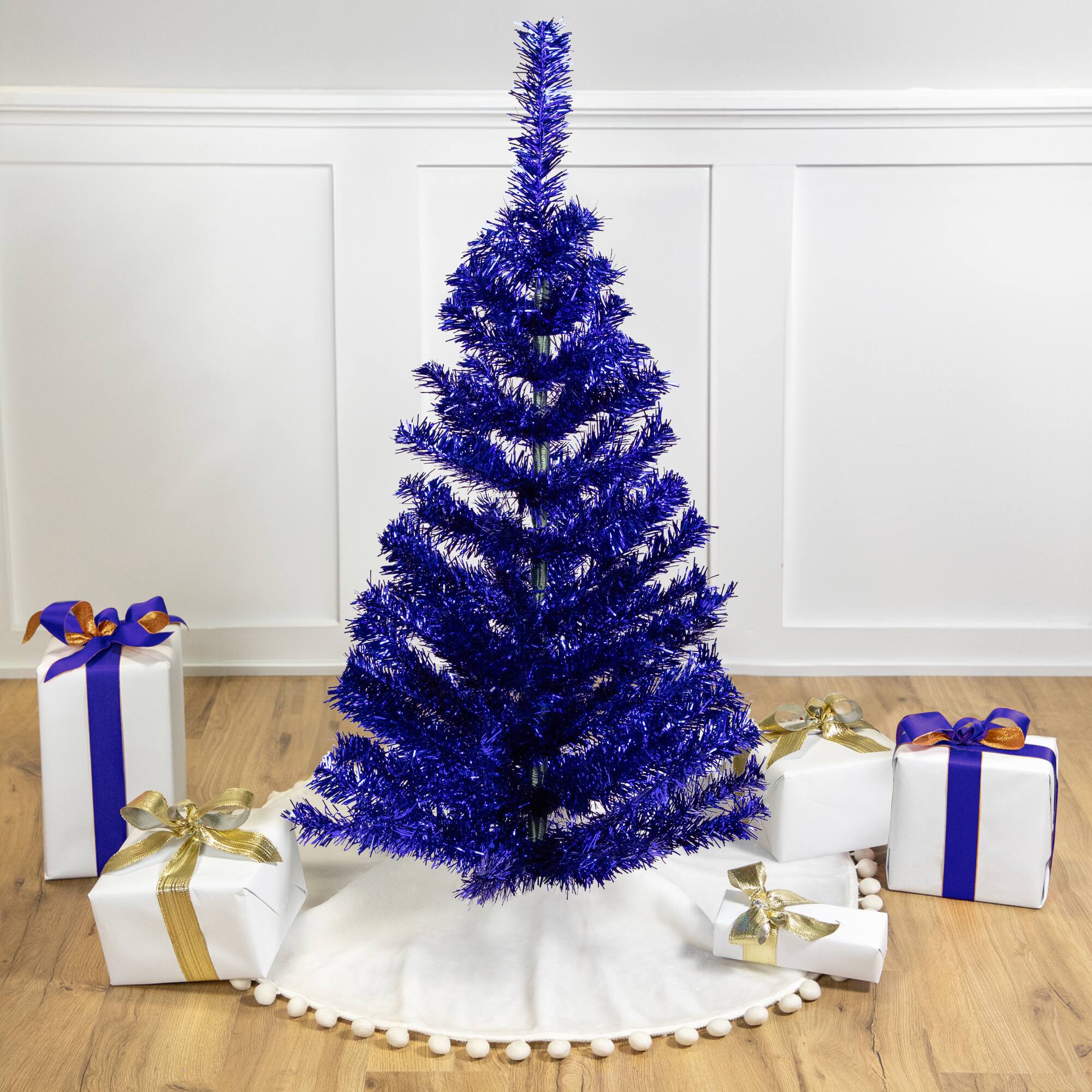 3ft. Unlit Blue Tinsel Artificial Christmas Tree