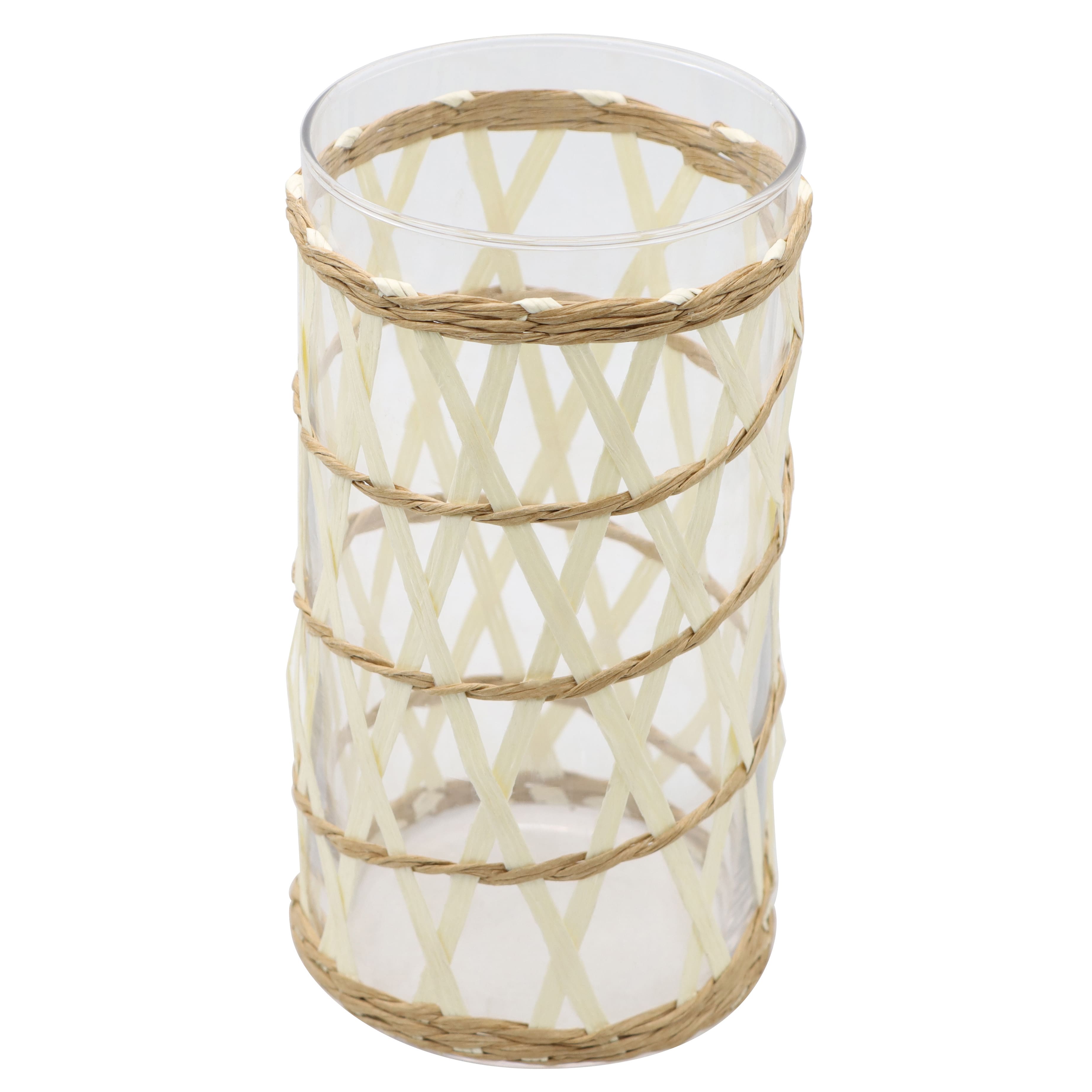 8&#x22; Rattan Weave Glass Cylinder Vase by Ashland&#xAE;