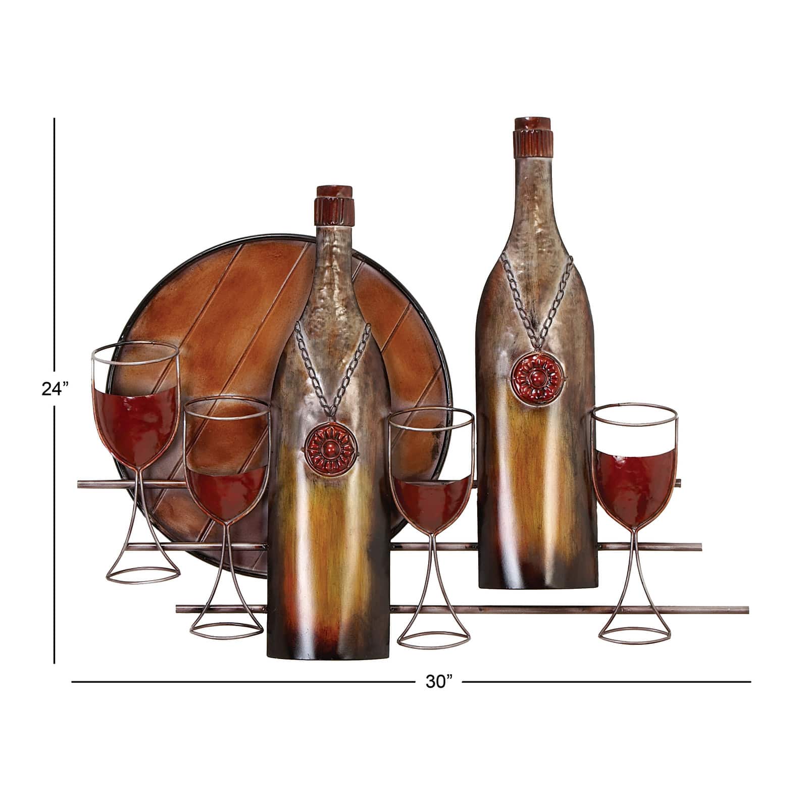 Multicolored Traditional Wine Bar Metal Wall D&#xE9;cor