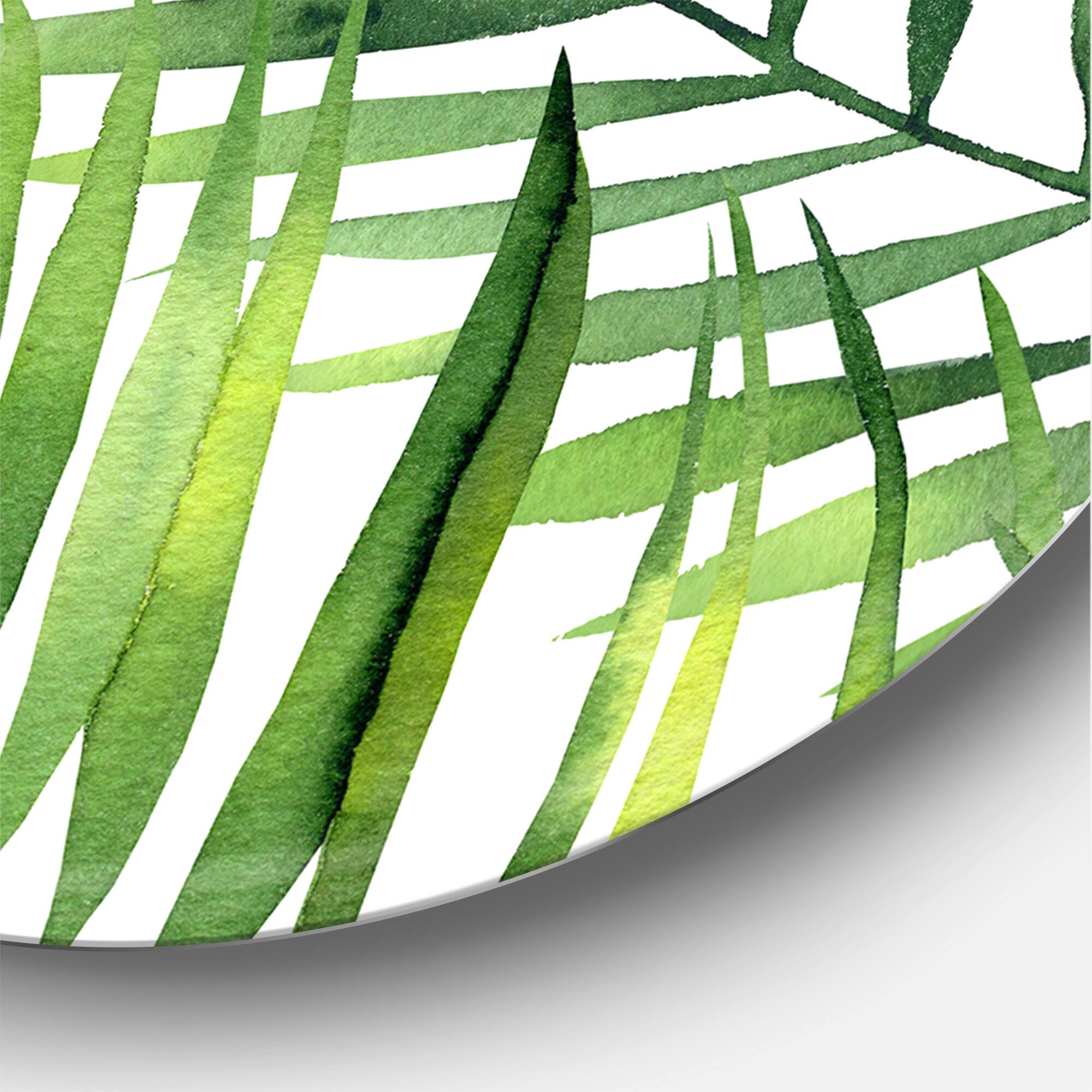 Designart - Fern Leaves Detail III - Farmhouse Metal Circle Wall Art