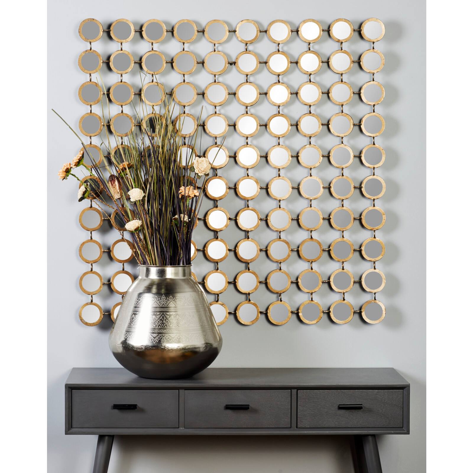 Gold Glam Metal Wall Mirror, 40&#x22; x 40&#x22;