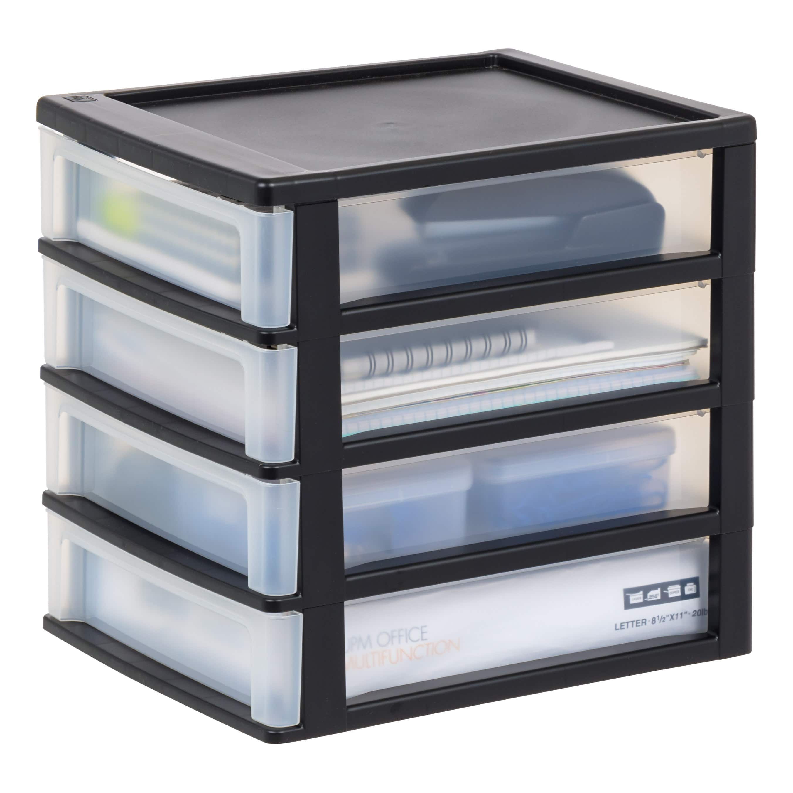 IRIS Black 4-Drawer Desktop Storage Unit