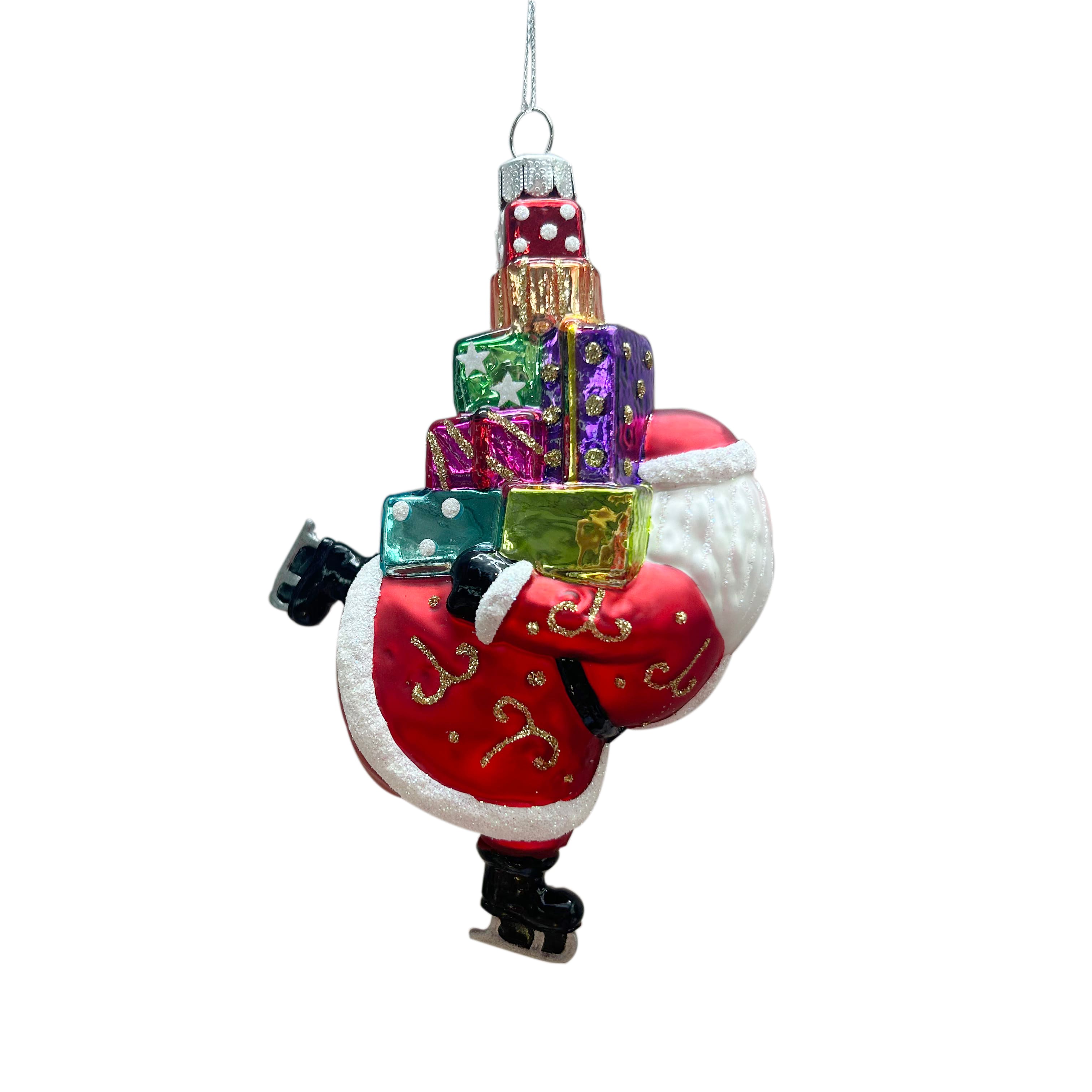 5.25&#x22; Santa Skating with Gifts Glass Ornament by Ashland&#xAE;