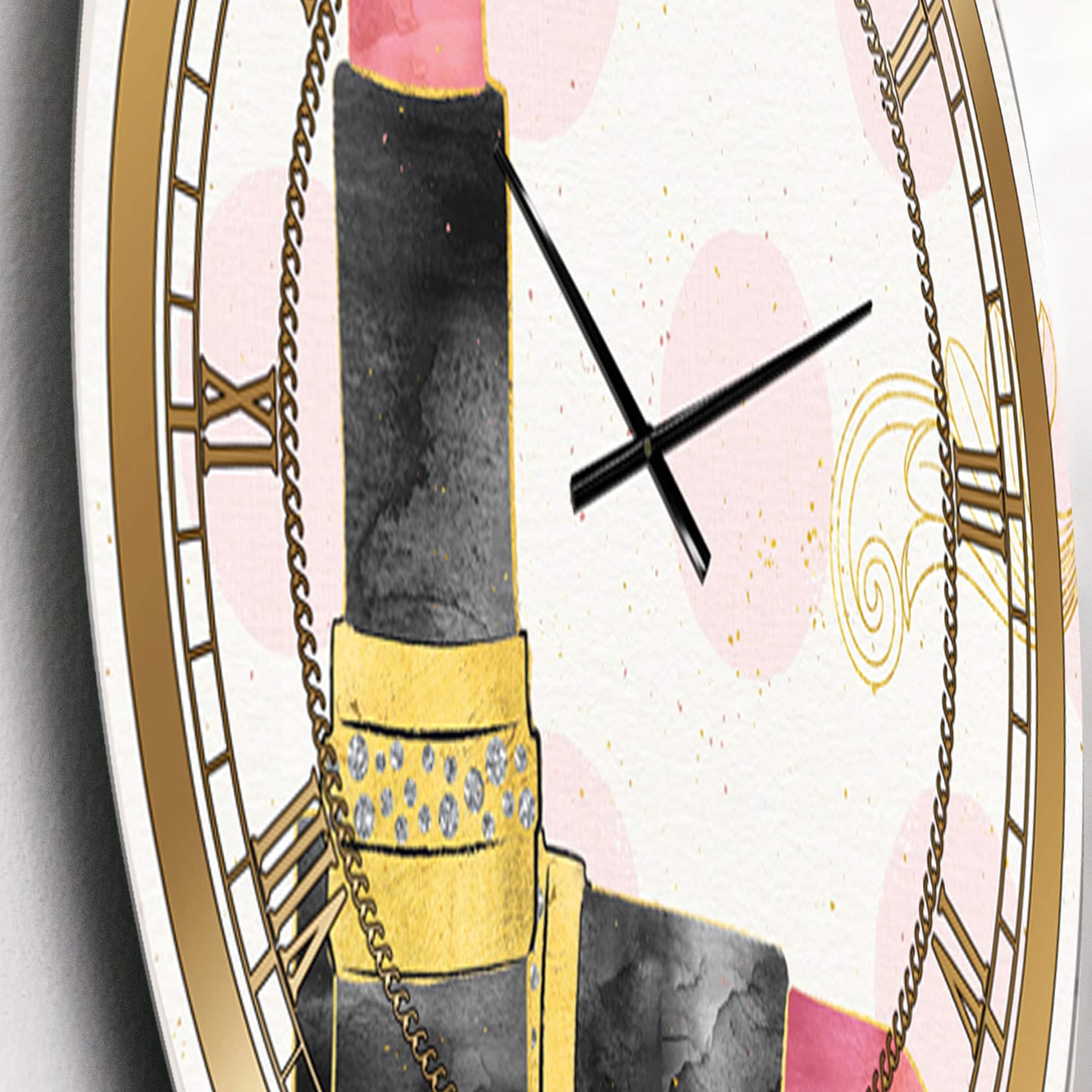 Designart 'Fashion Glam Lipstick Ii Glam Wall Clock