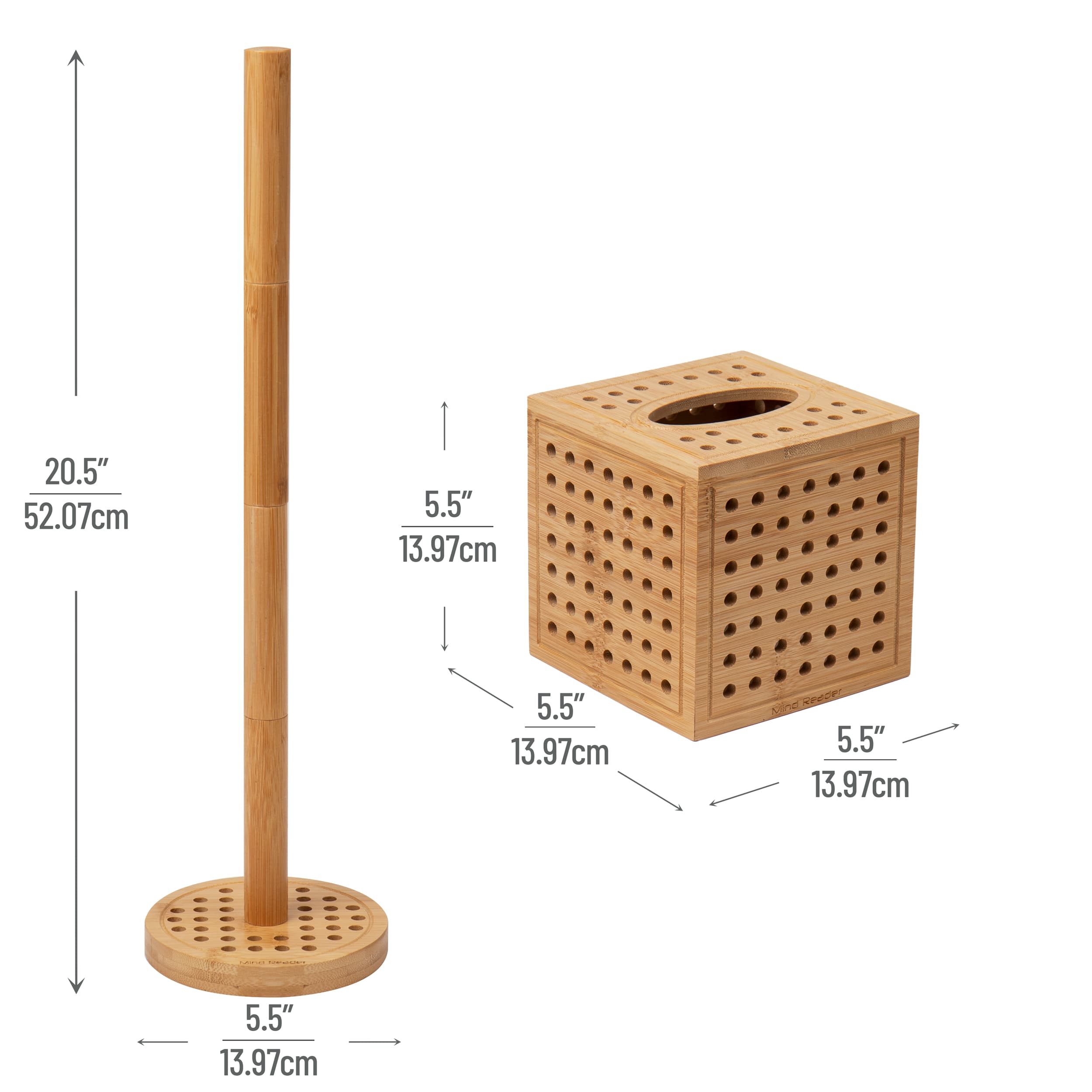 Mind Reader Lattice Bamboo Tissue Box Cover & Toilet Paper Holder Set
