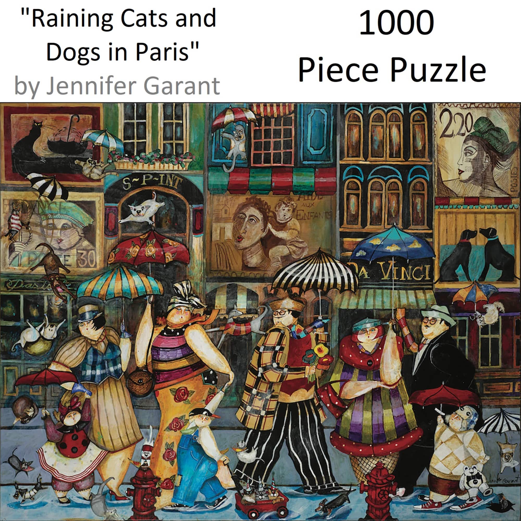 Hart Puzzles Raining Cats and Dogs in Paris by Jennifer Garant 1,000 Piece Jigsaw Puzzle