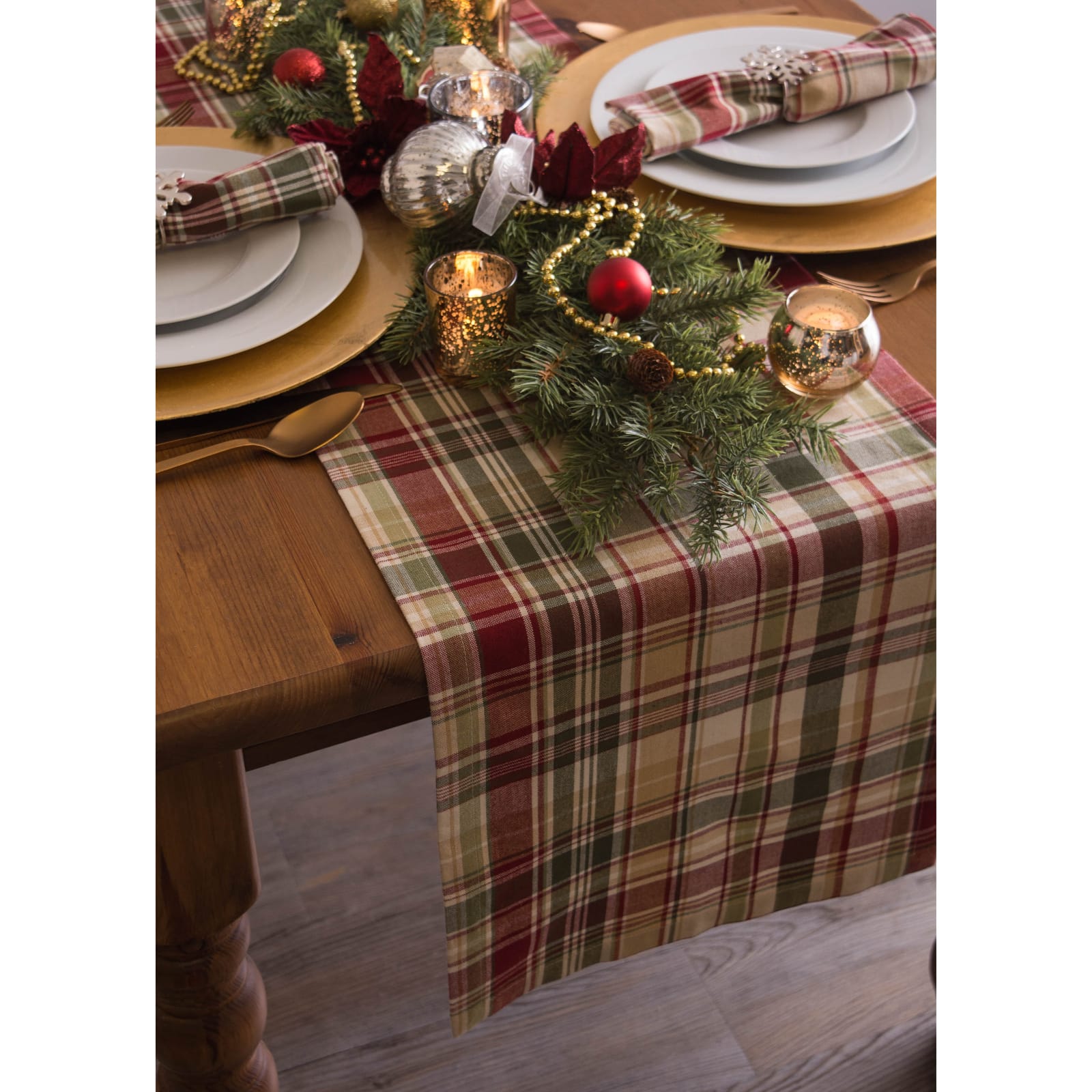 DII&#xAE; 108&#x22; Give Thanks Plaid Table Runner