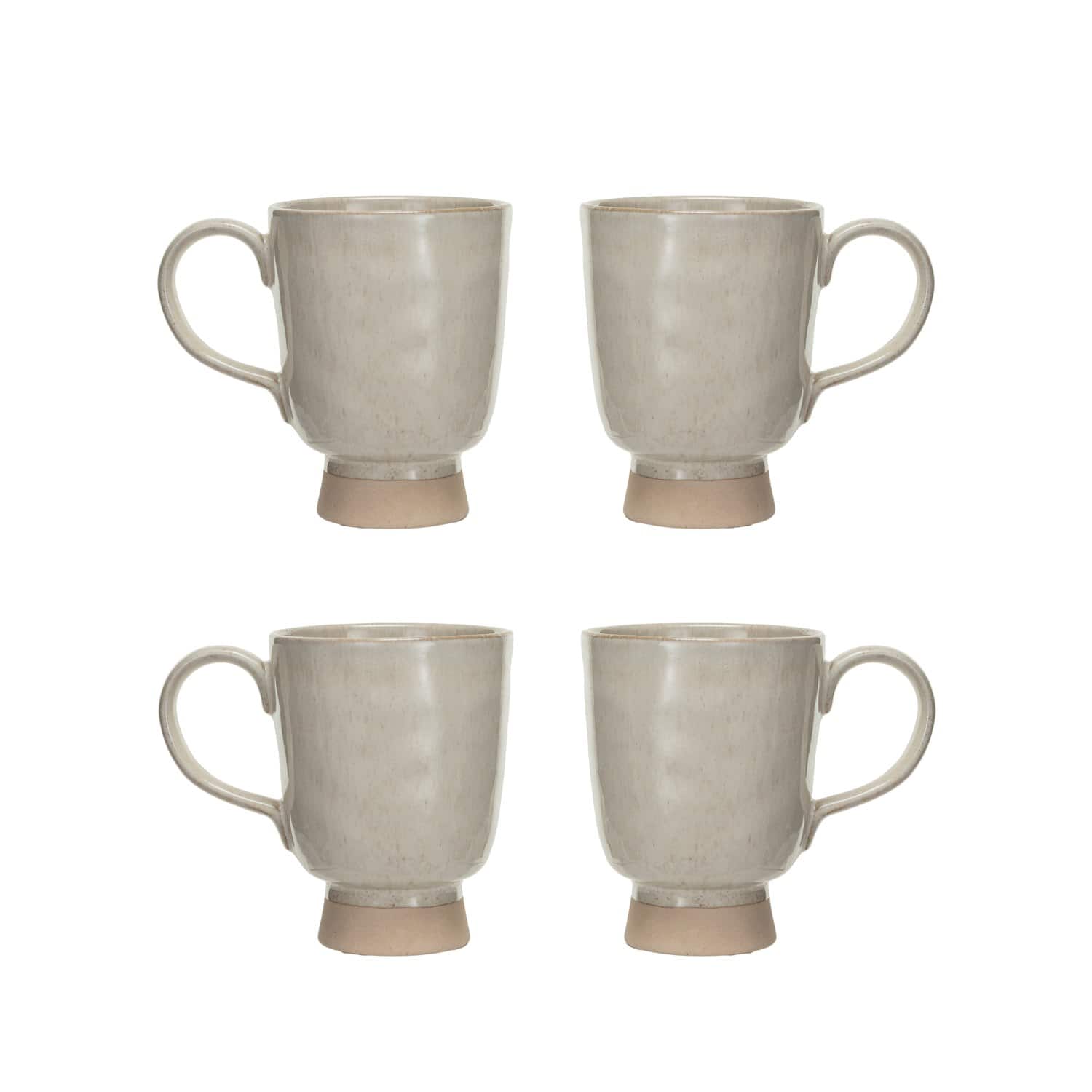 Hello Honey® 4.75" Cream Speckled Glaze Stoneware Footed Mug, 4ct.