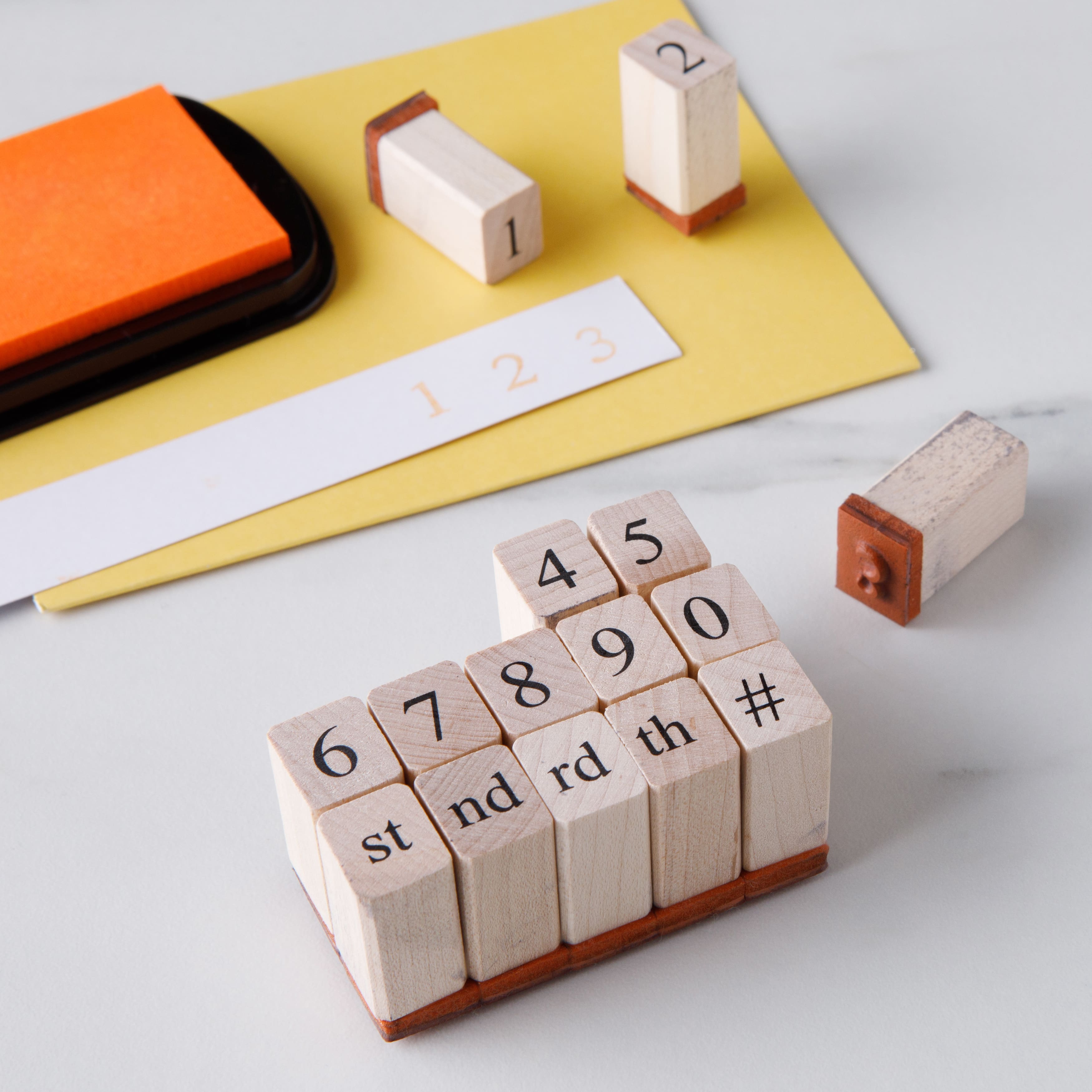 Numbers Wooden Rubber Stamps Set, Number and Symbol Rubber Stamps