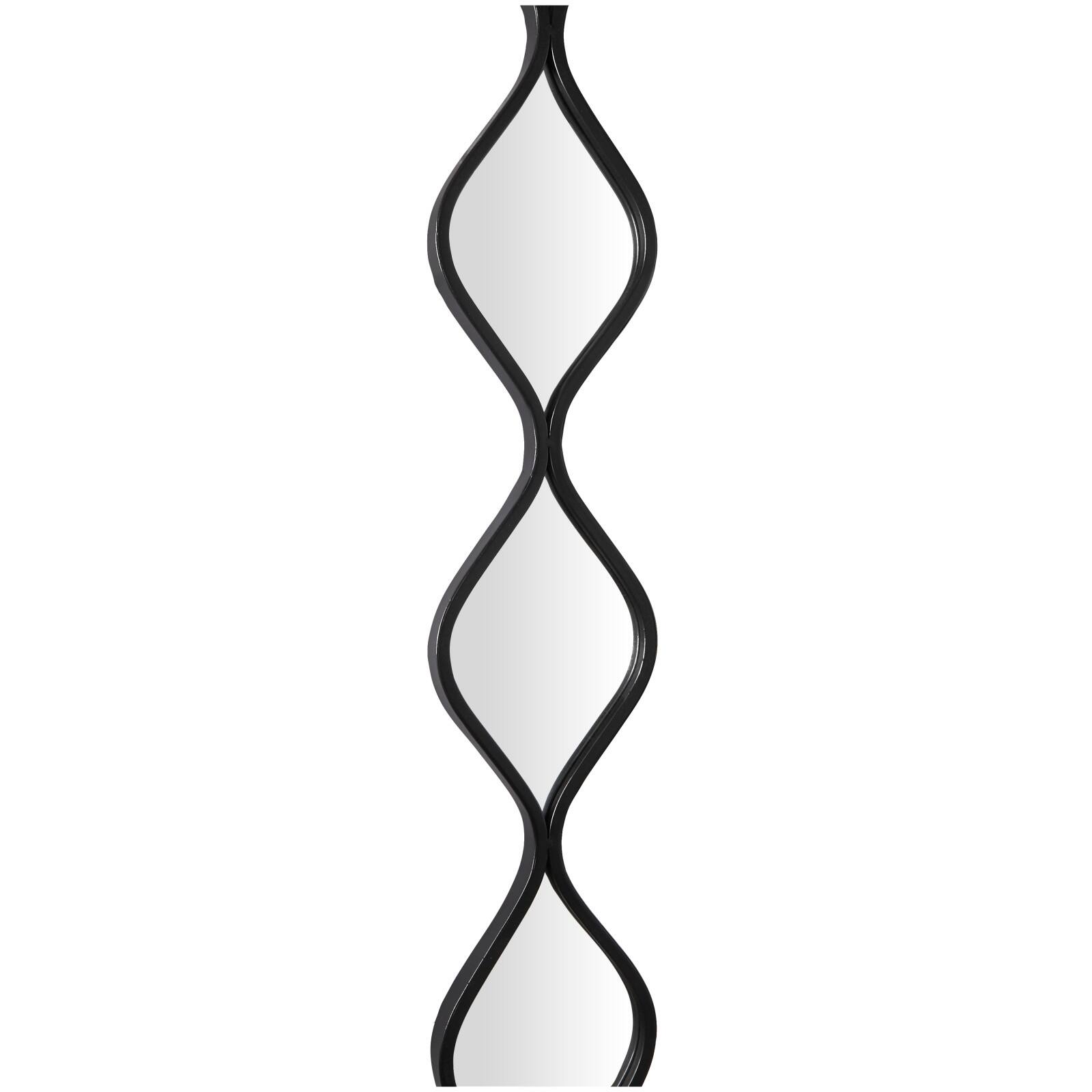 Black Metal Slim Stacked Chain 5 Layer Wall Mirror with Tear Drop Pattern 7" x 1" x 59"