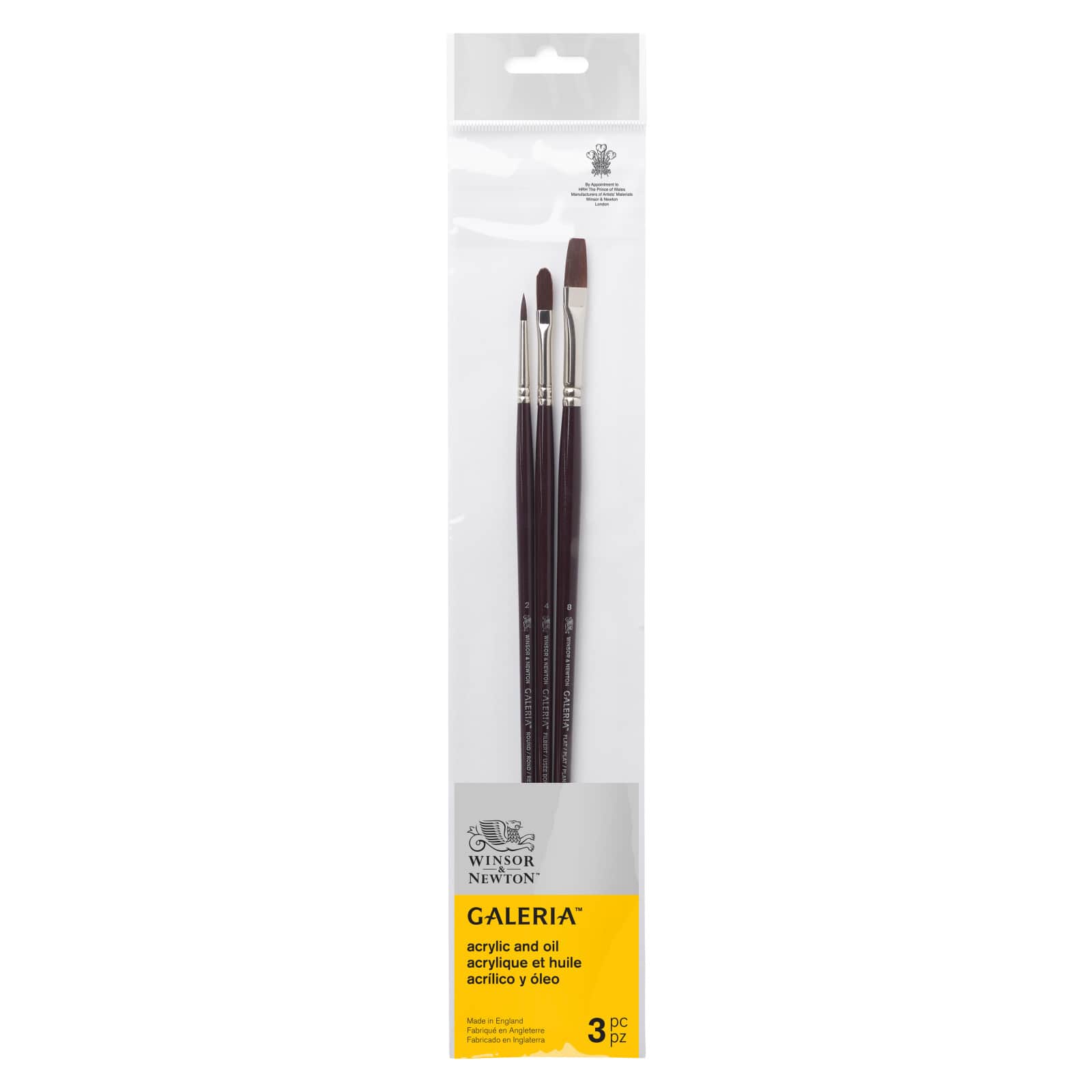 Winsor &#x26; Newton&#xAE; Galeria&#xAE; 3 Piece Long Handle Brush Set No. 2