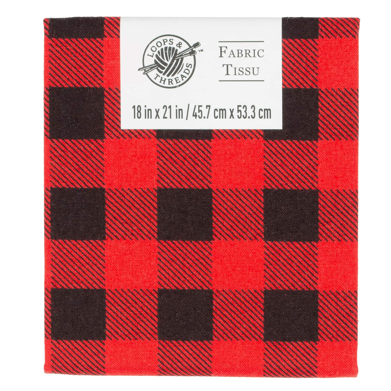 Red &#x26; Black Buffalo Plaid Cotton Fabric by Loops &#x26; Threads&#x2122;