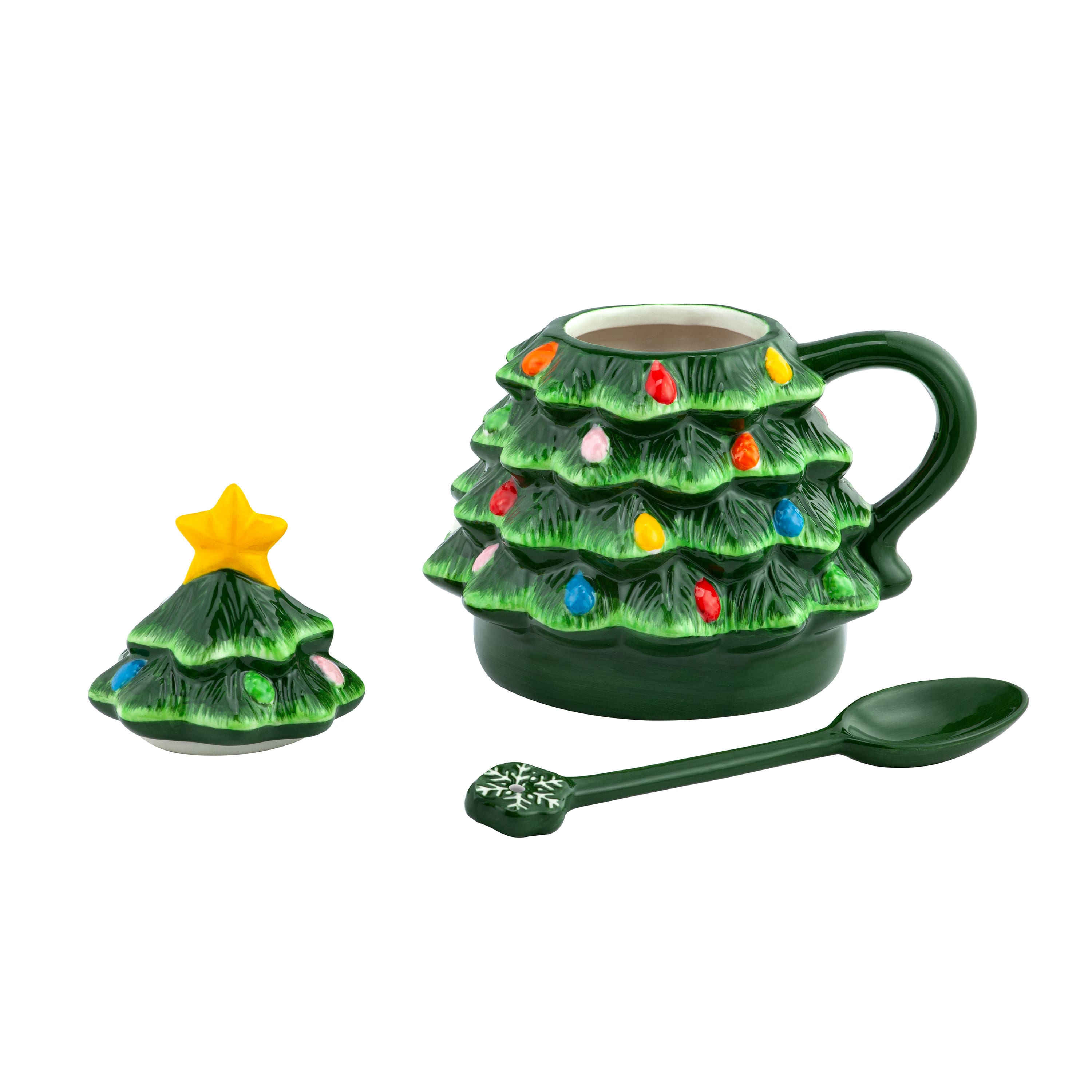 Green Lidded Nostalgic Tree Mug with Spoon