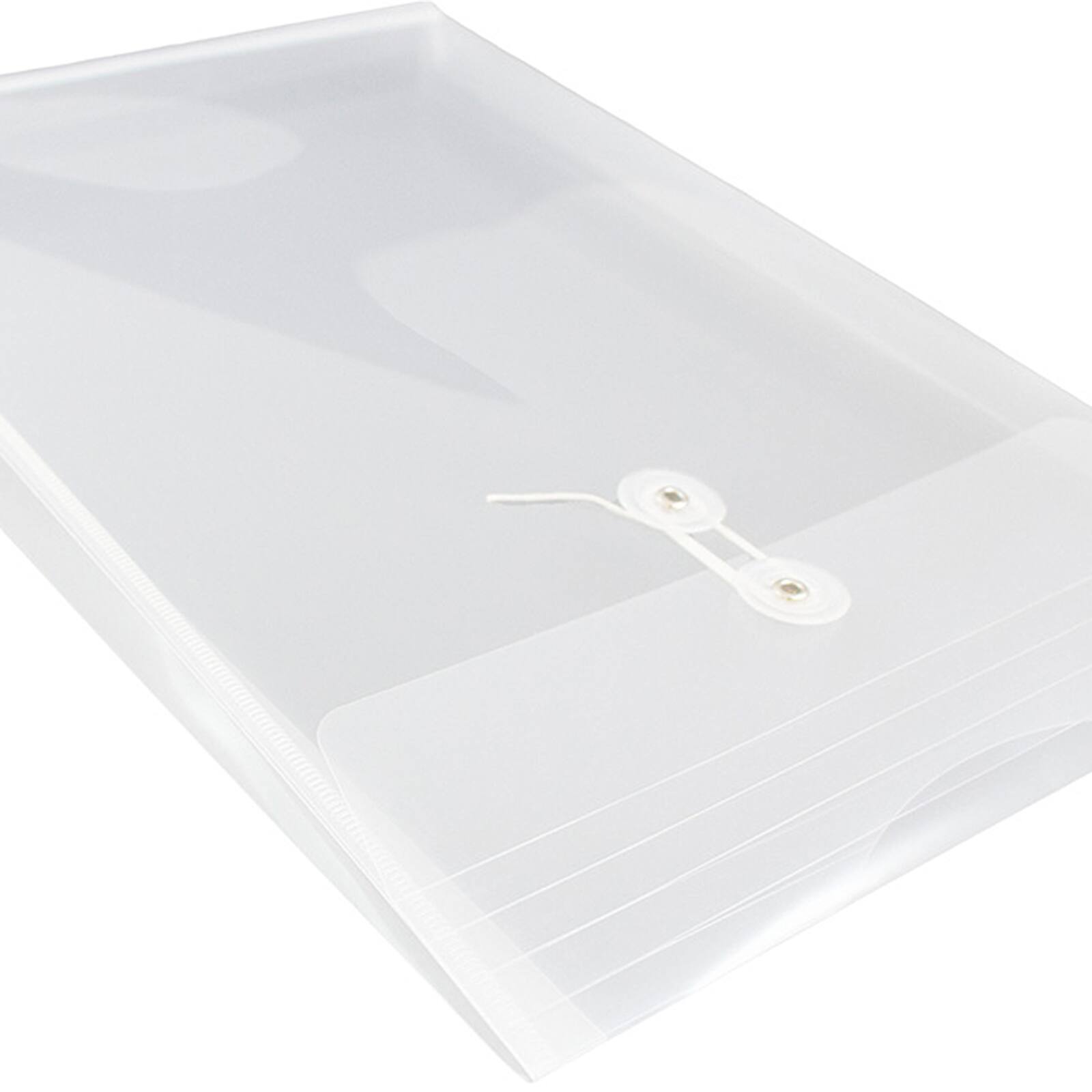 JAM Paper 10.5" x 14.5" Clear Plastic Button String Open End Envelopes, 12ct.