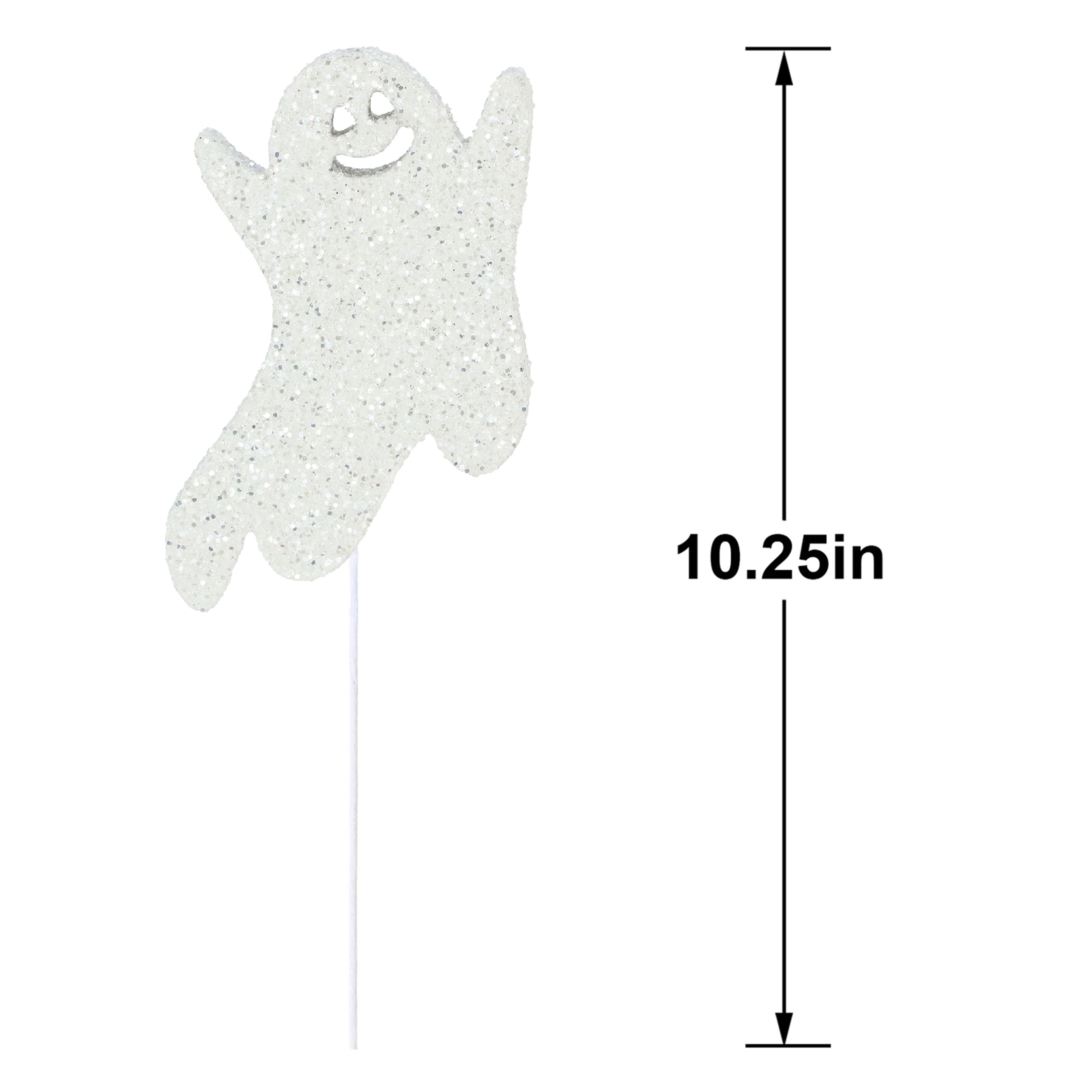 10.25&#x22; White Glitter Ghost Pick by Ashland&#xAE;