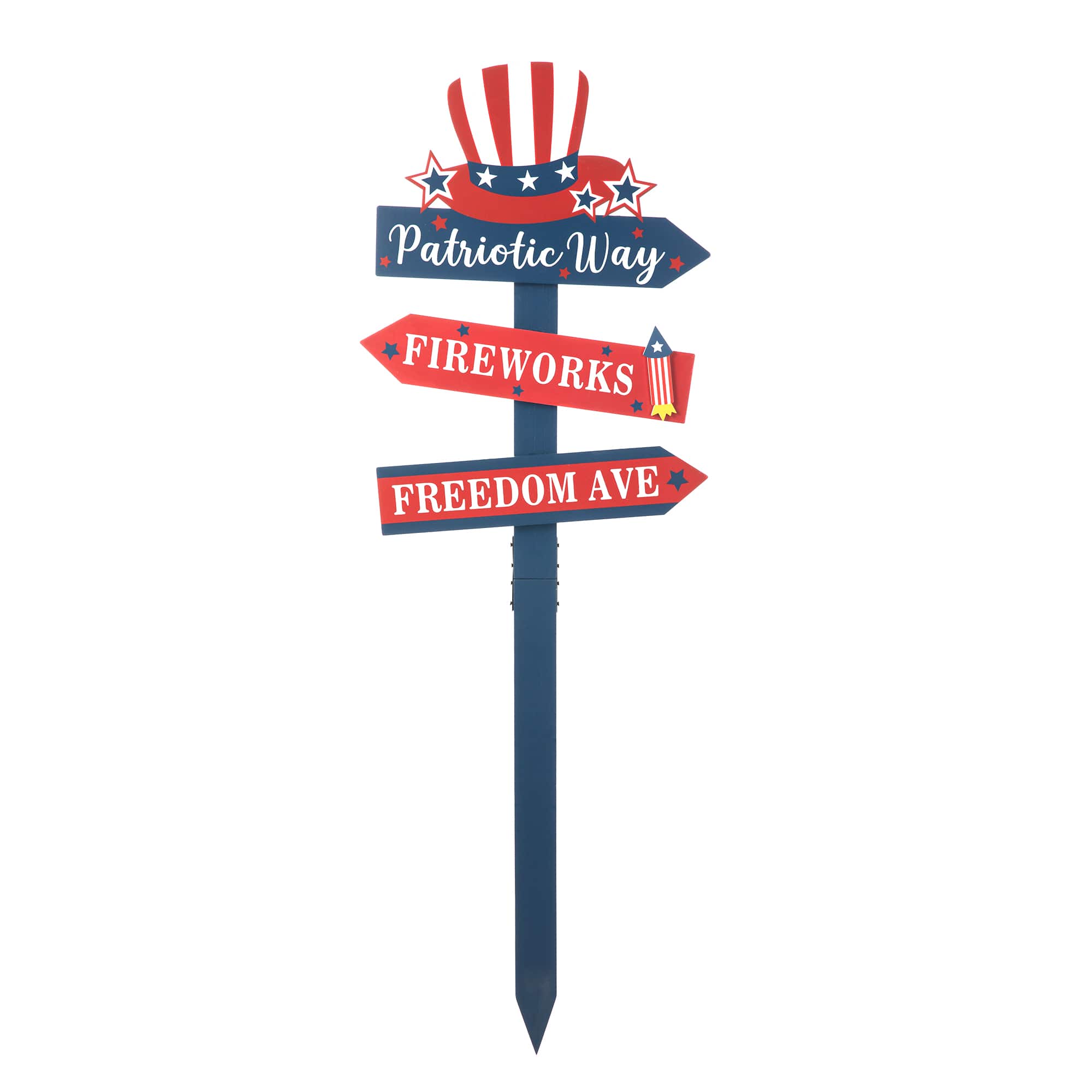 Glitzhome&#xAE; 36&#x22; Directional Patriotic Top Hat Stake
