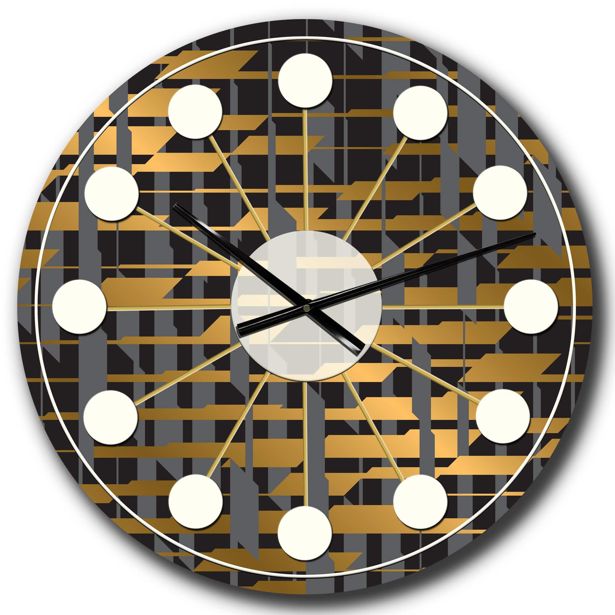 Designart 'Gold Checkered Pattern I Mid-Century Modern Wall Clock