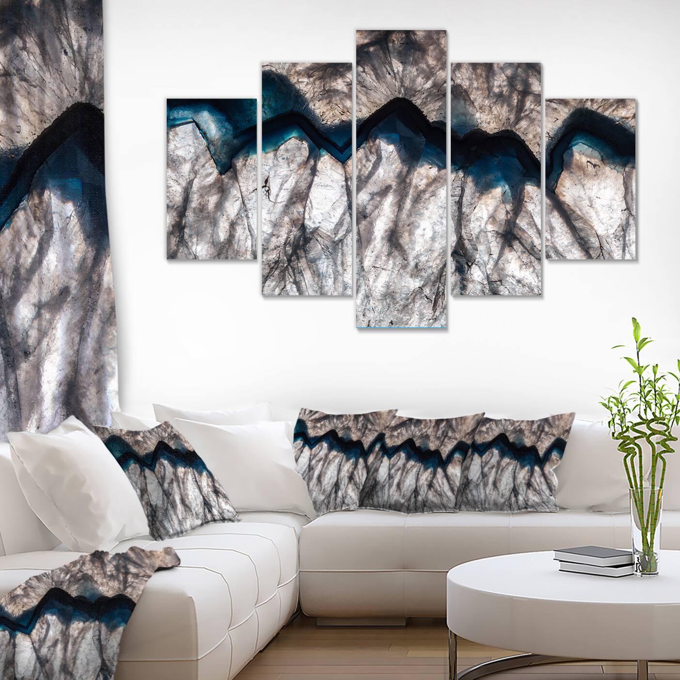 Designart - Backlit Mineral Macro - Blue - Abstract Canvas Wall Art Print