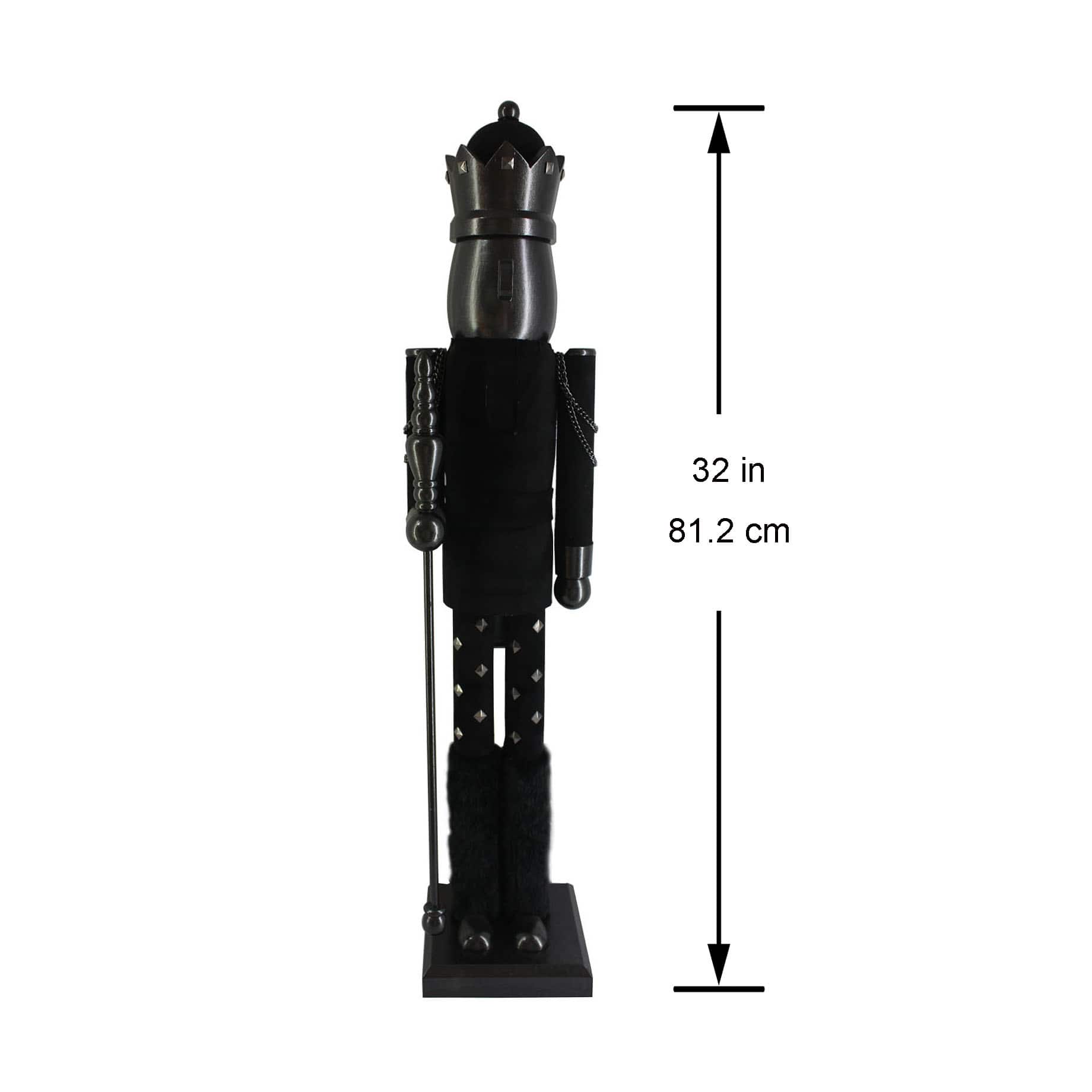 32&#x22; Black Wood Nutcracker with Staff by Ashland&#xAE;