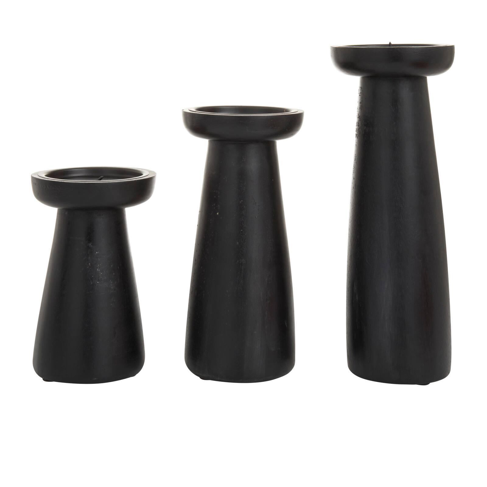 Black Wood Modern Candle holder 10&#x22;,6&#x22;,8&#x22;