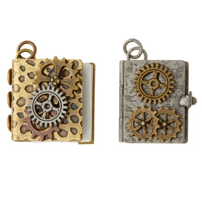 Found Objects™ Oxidized Brass Book Charms By Bead Landing™ image