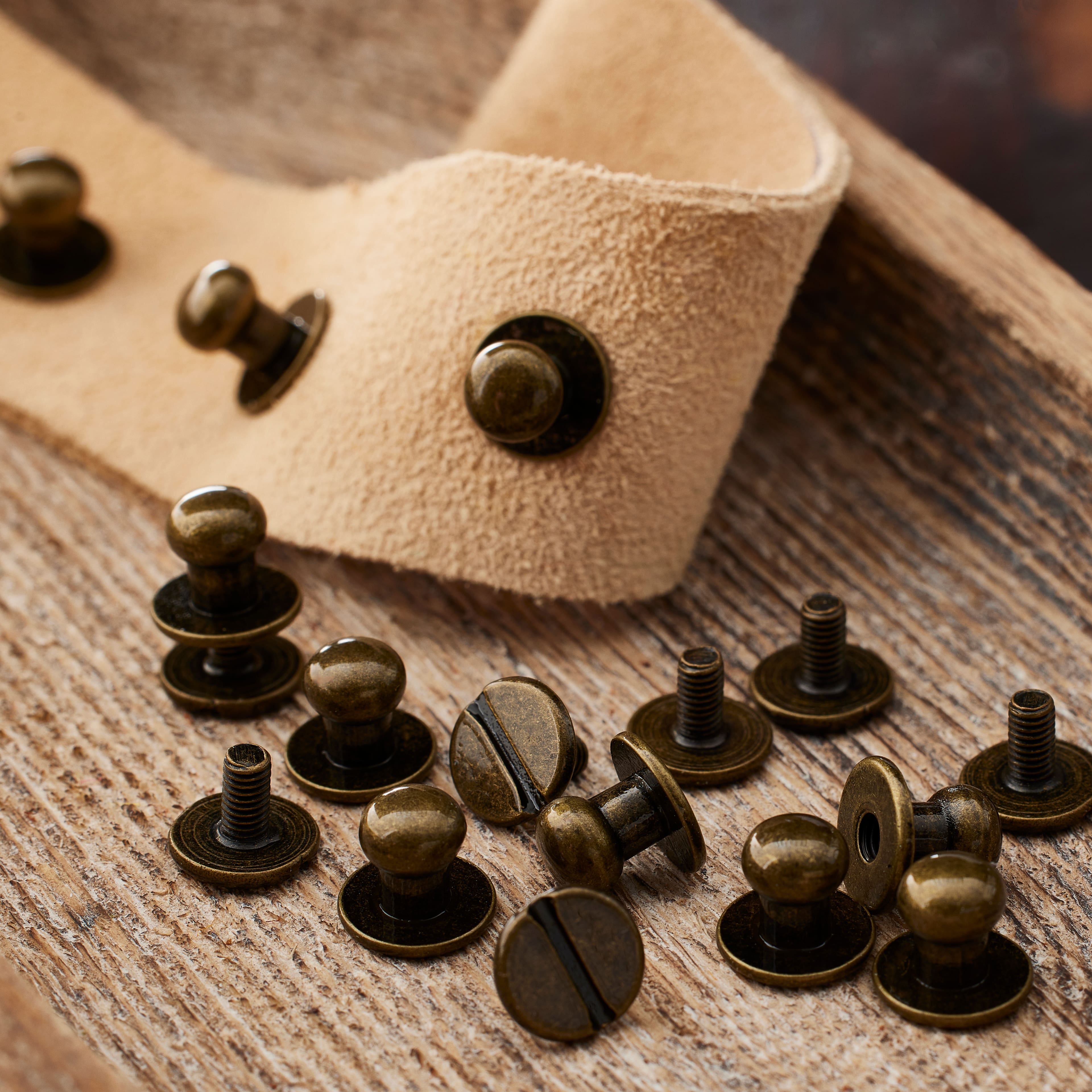 12 Packs: 10 ct. (120 total) Antique Brass Button Studs by ArtMinds™