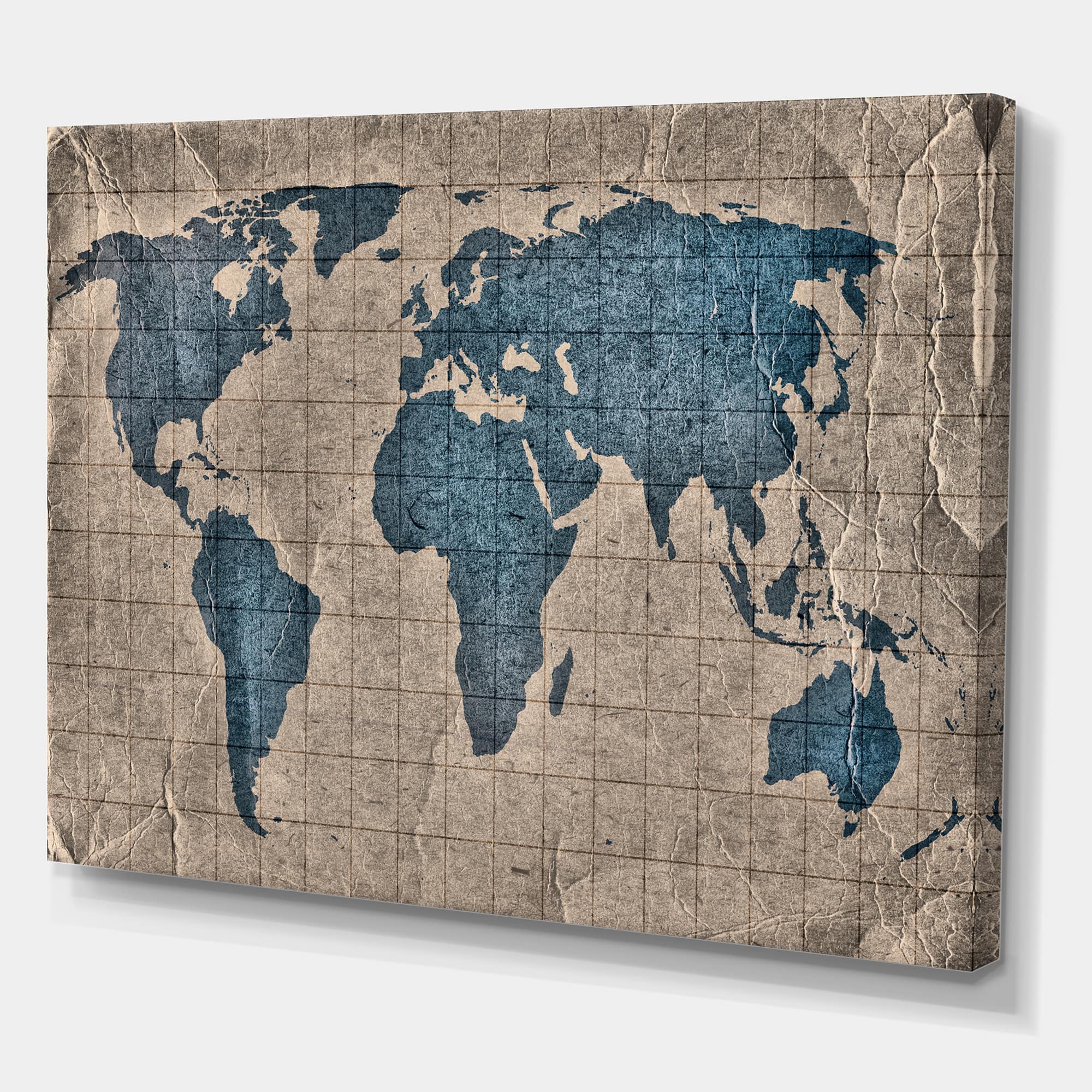 Designart - Ancient Map of The World I - Rustic Canvas Wall Art Print ...