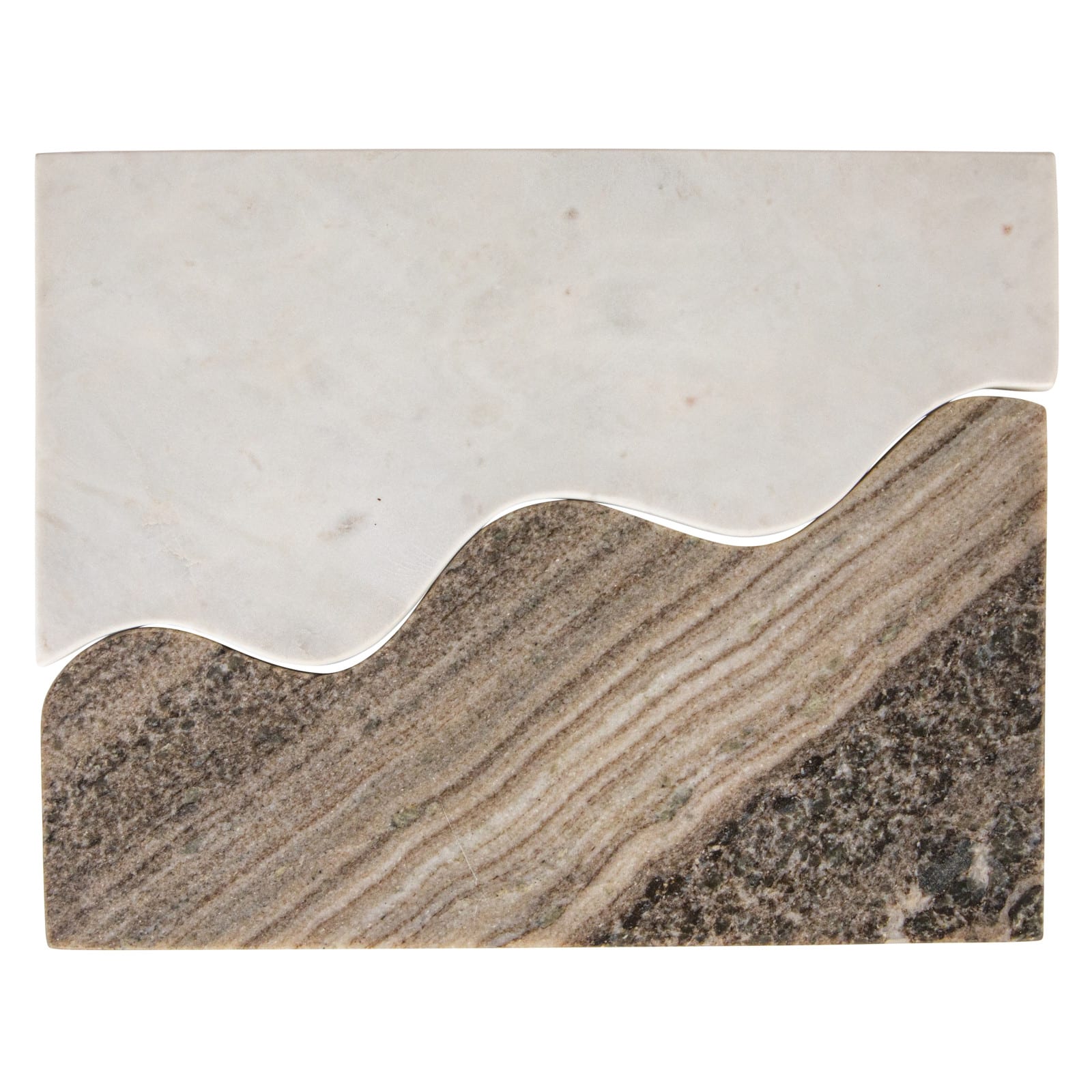 Hello Honey&#xAE; 15&#x22; Beige &#x26; White Marble Wave Dual Cheese &#x26; Cutting Board