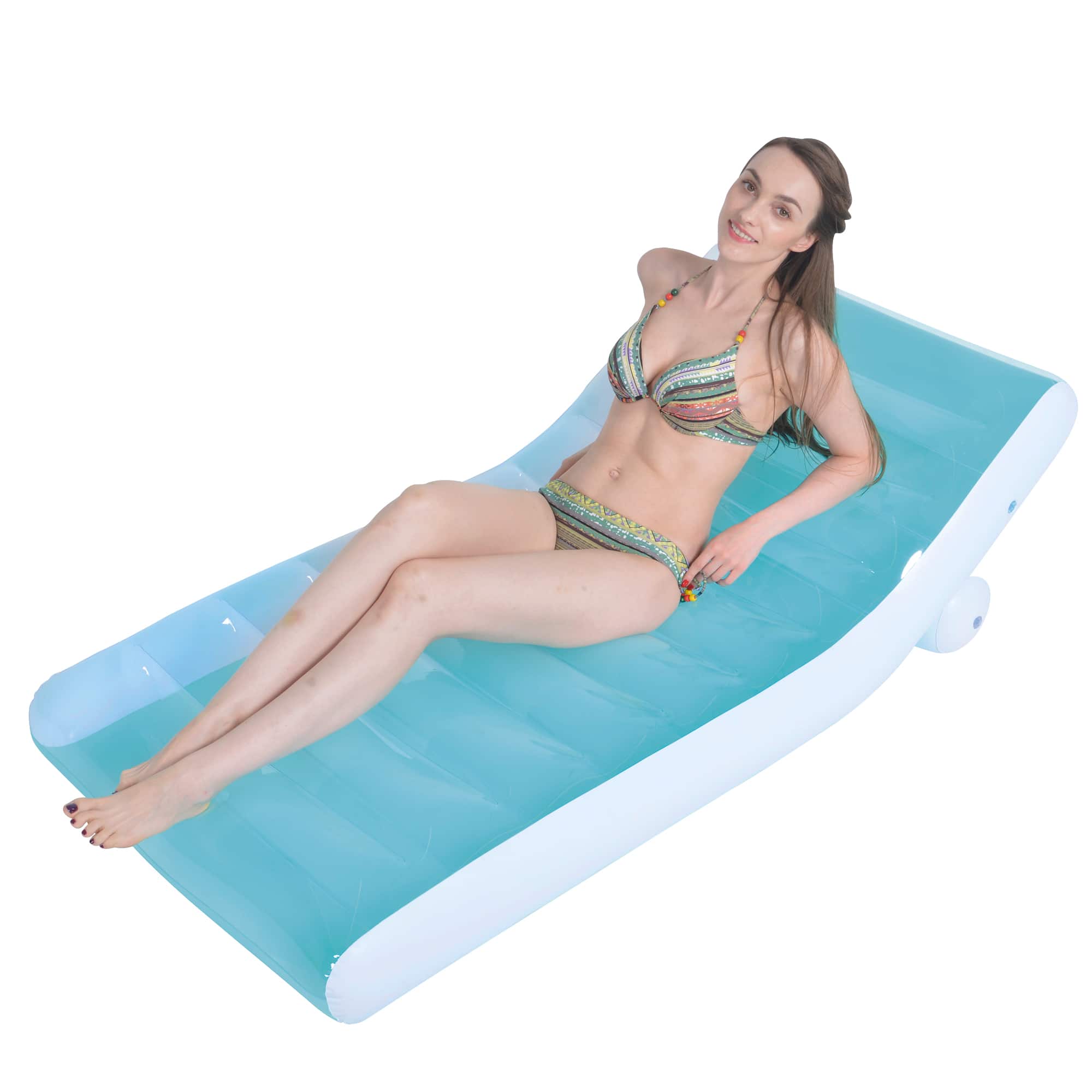 67&#x22; Blue &#x26; White Inflatable Pool Lounger Float