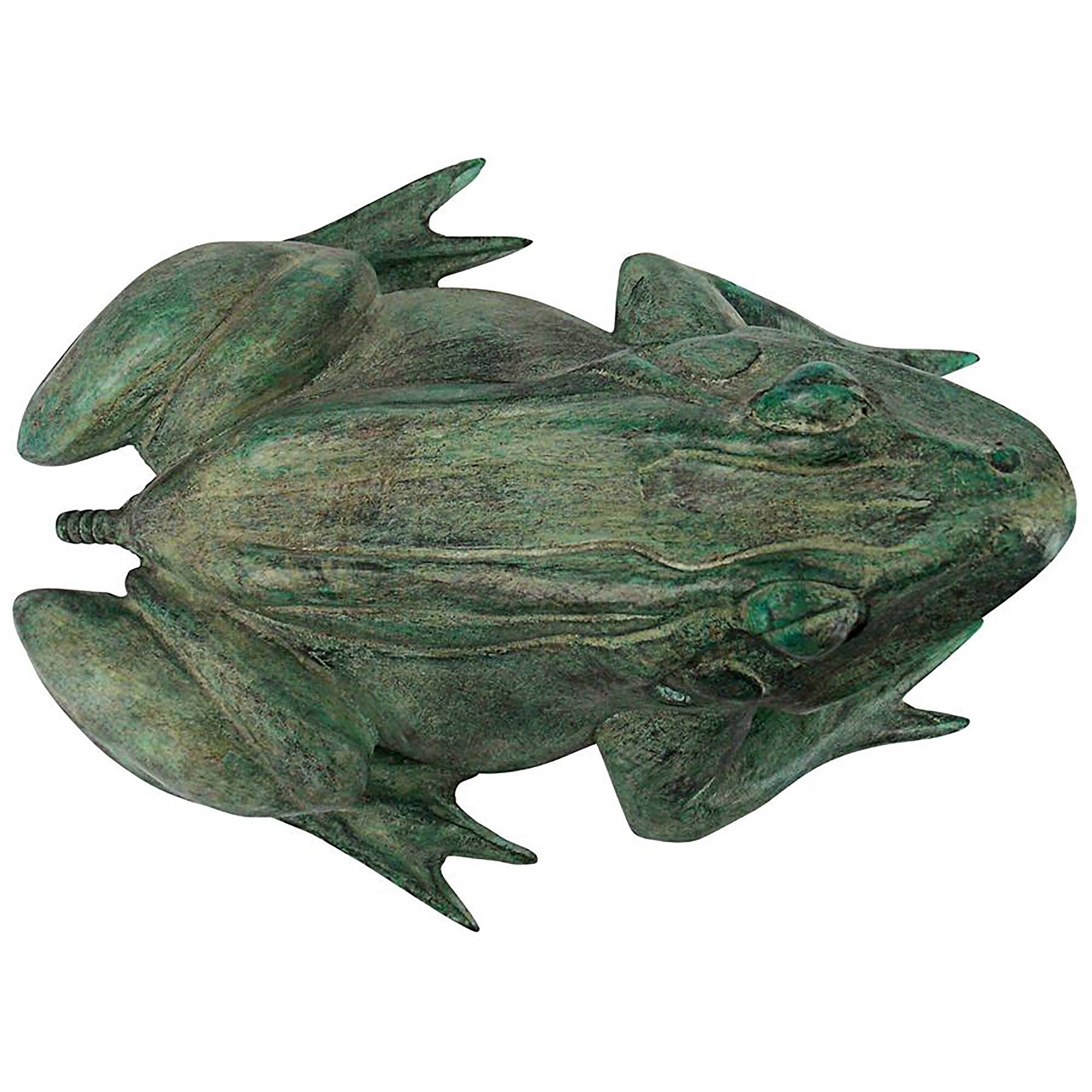 Design Toscano 11" Piped Cast Bronze Bull Frog Garden Statue