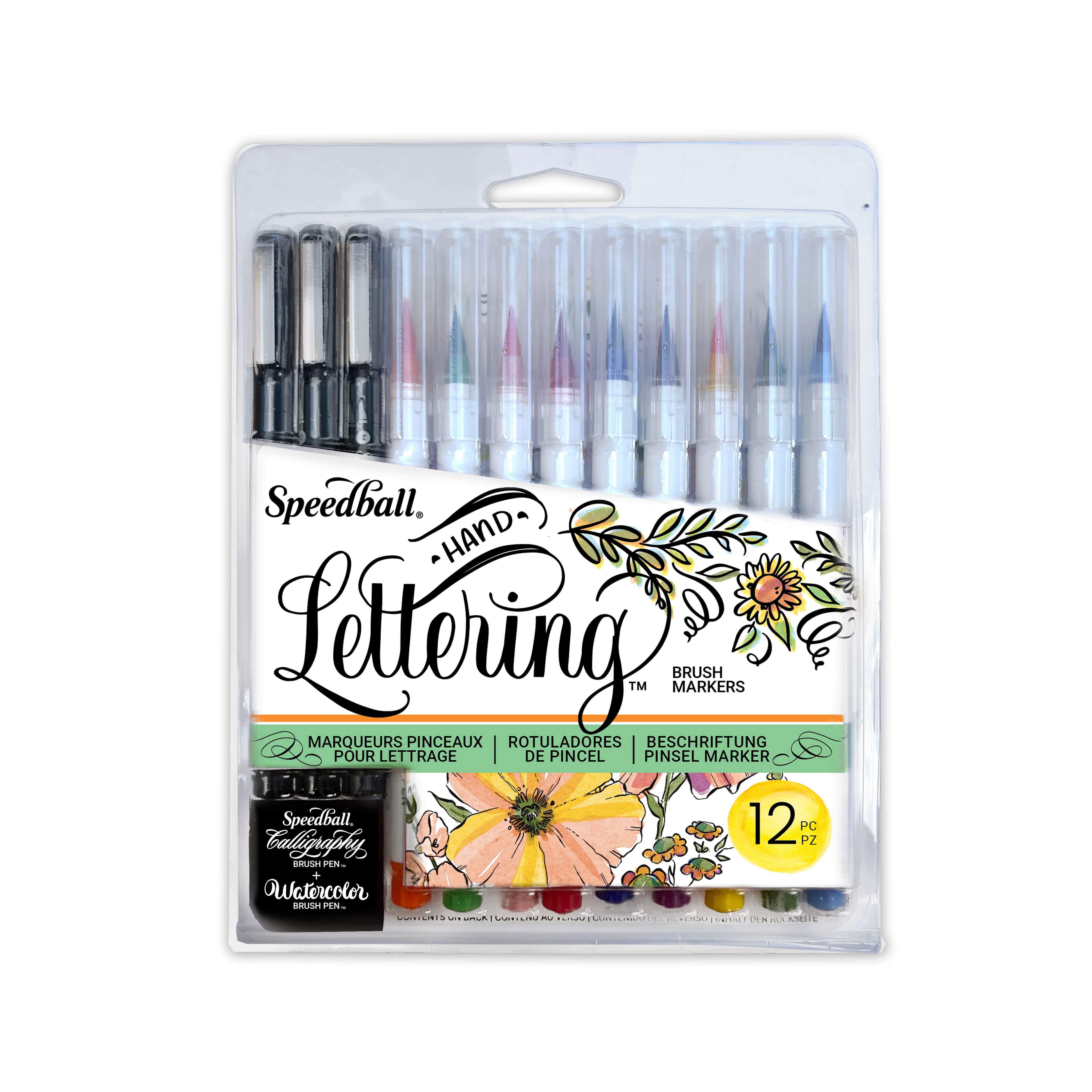 Speedball&#xAE; Hand-Lettering Calligraphy &#x26; Watercolor Brush Marker Set